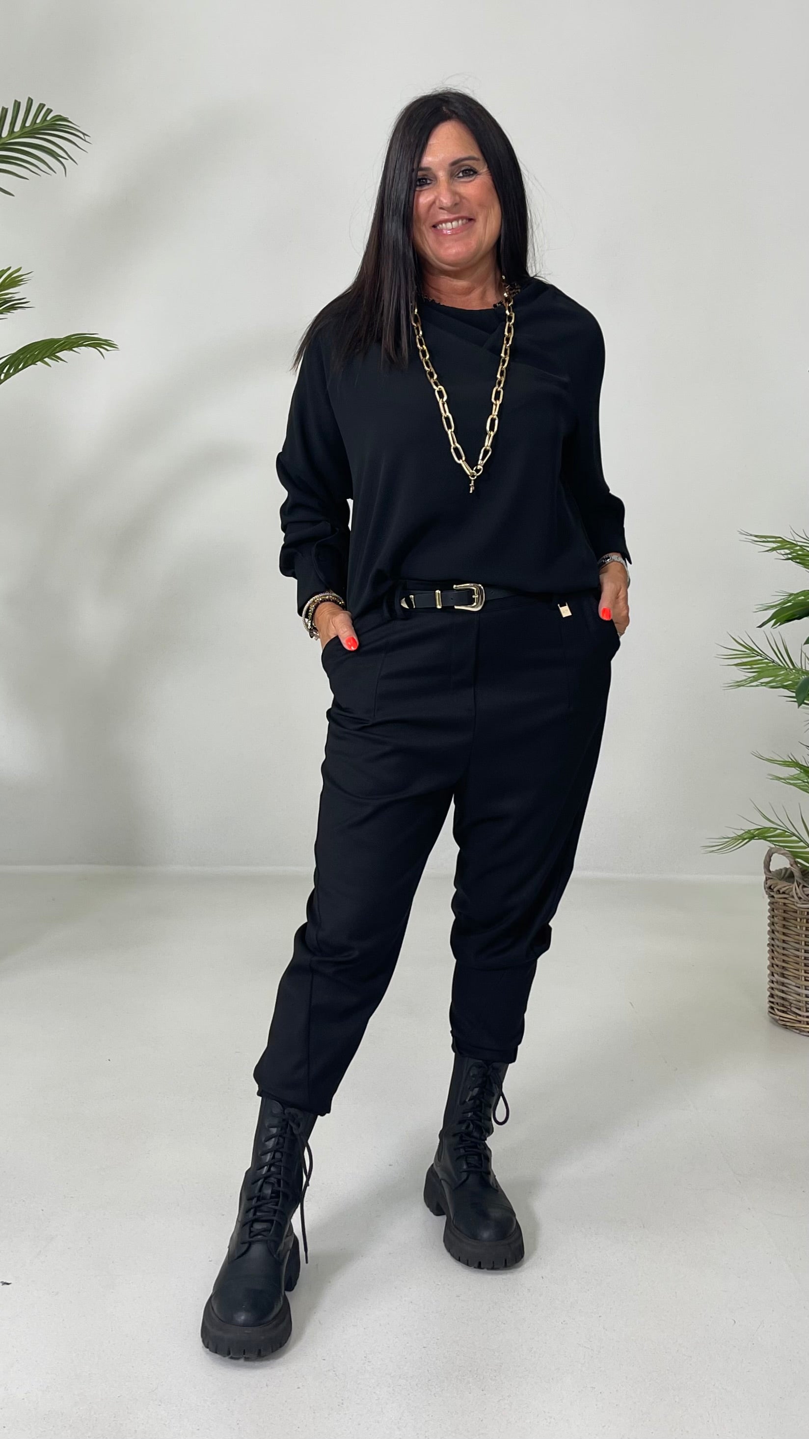 BAGGY CAVALLO BASSO IN FLANELLA PETTINATA