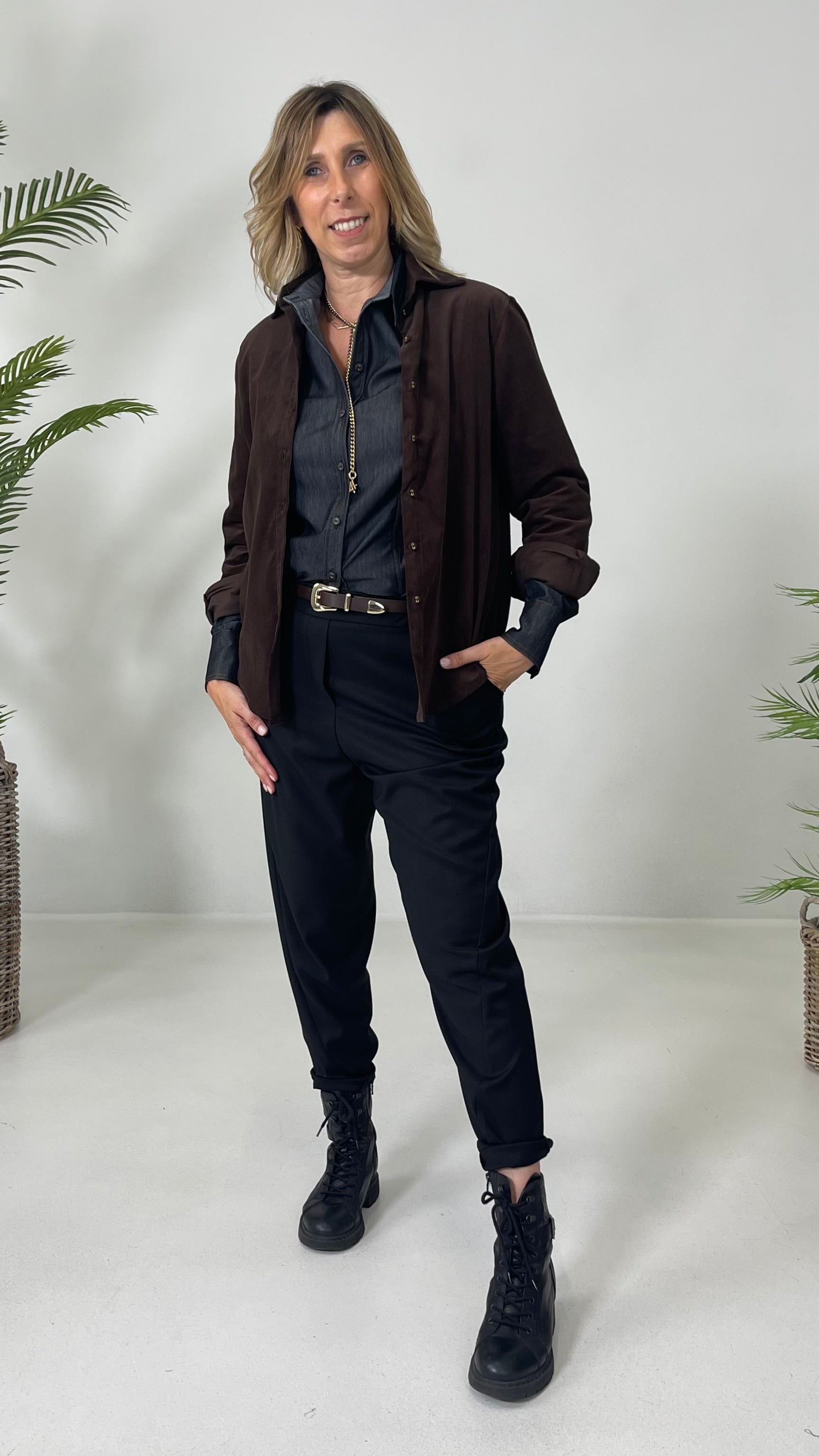 BAGGY CAVALLO BASSO IN FLANELLA PETTINATA