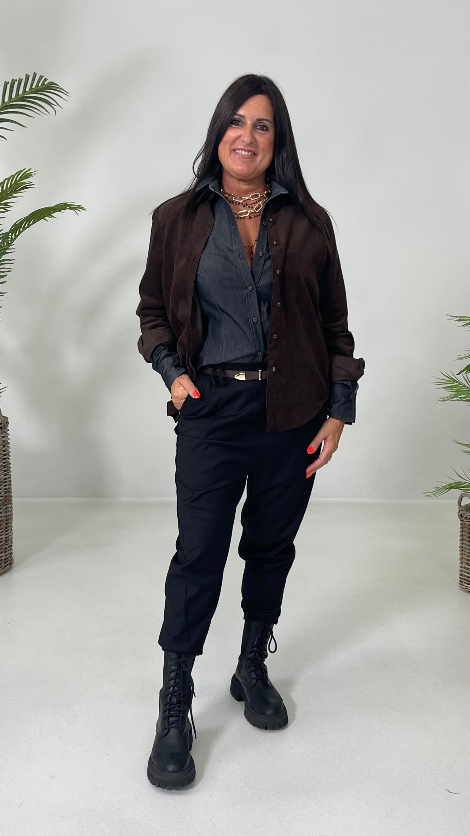 BAGGY CAVALLO BASSO IN FLANELLA PETTINATA