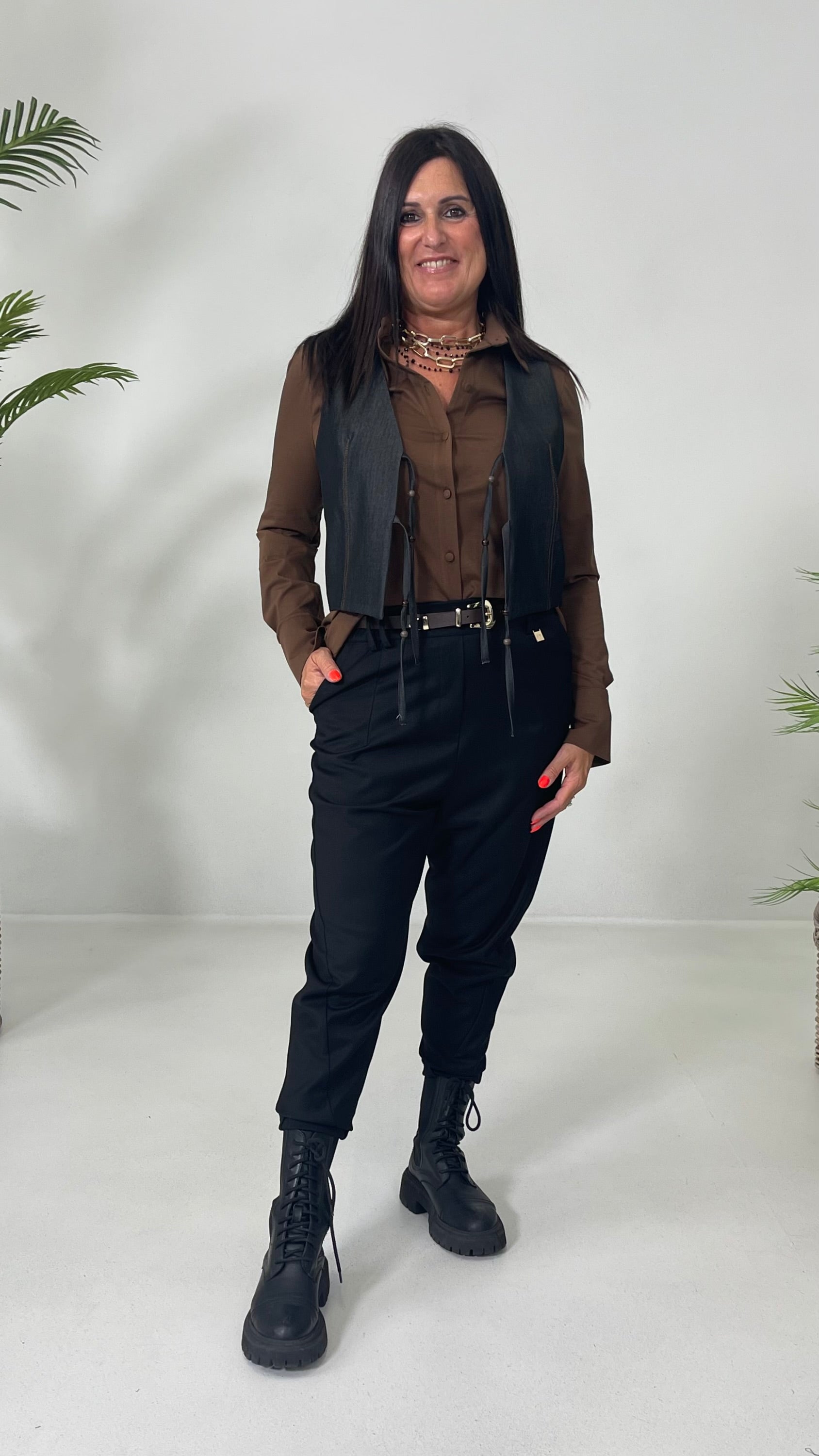 BAGGY CAVALLO BASSO IN FLANELLA PETTINATA