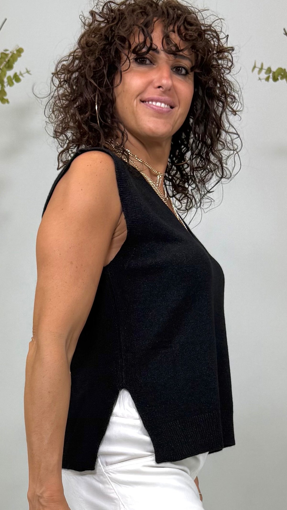 GILET MAGLIA SCOLLO A V IN CALDA VISCOSA
