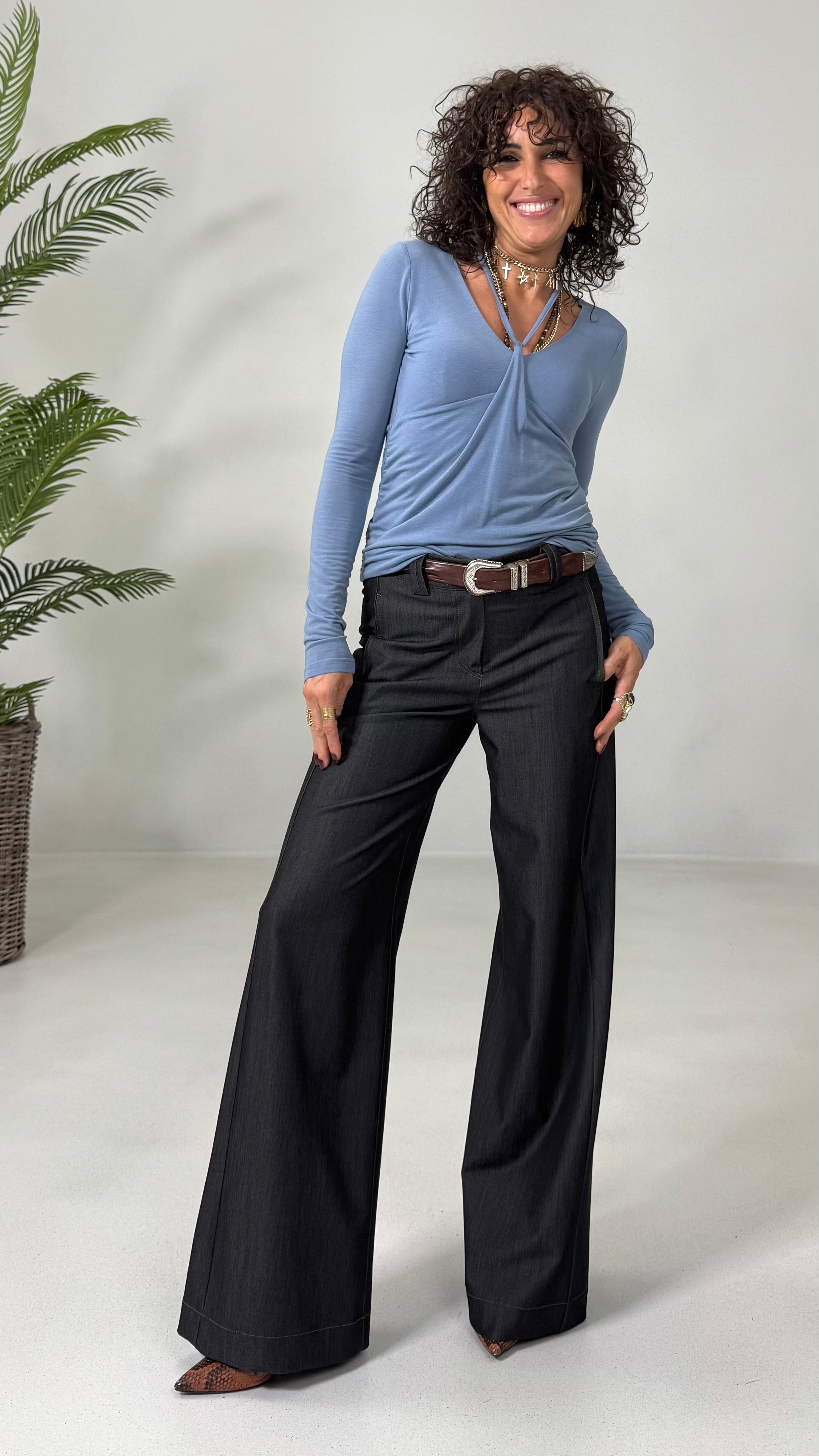 PALAZZO IN HEAVY JEANS SUPER STRETCH