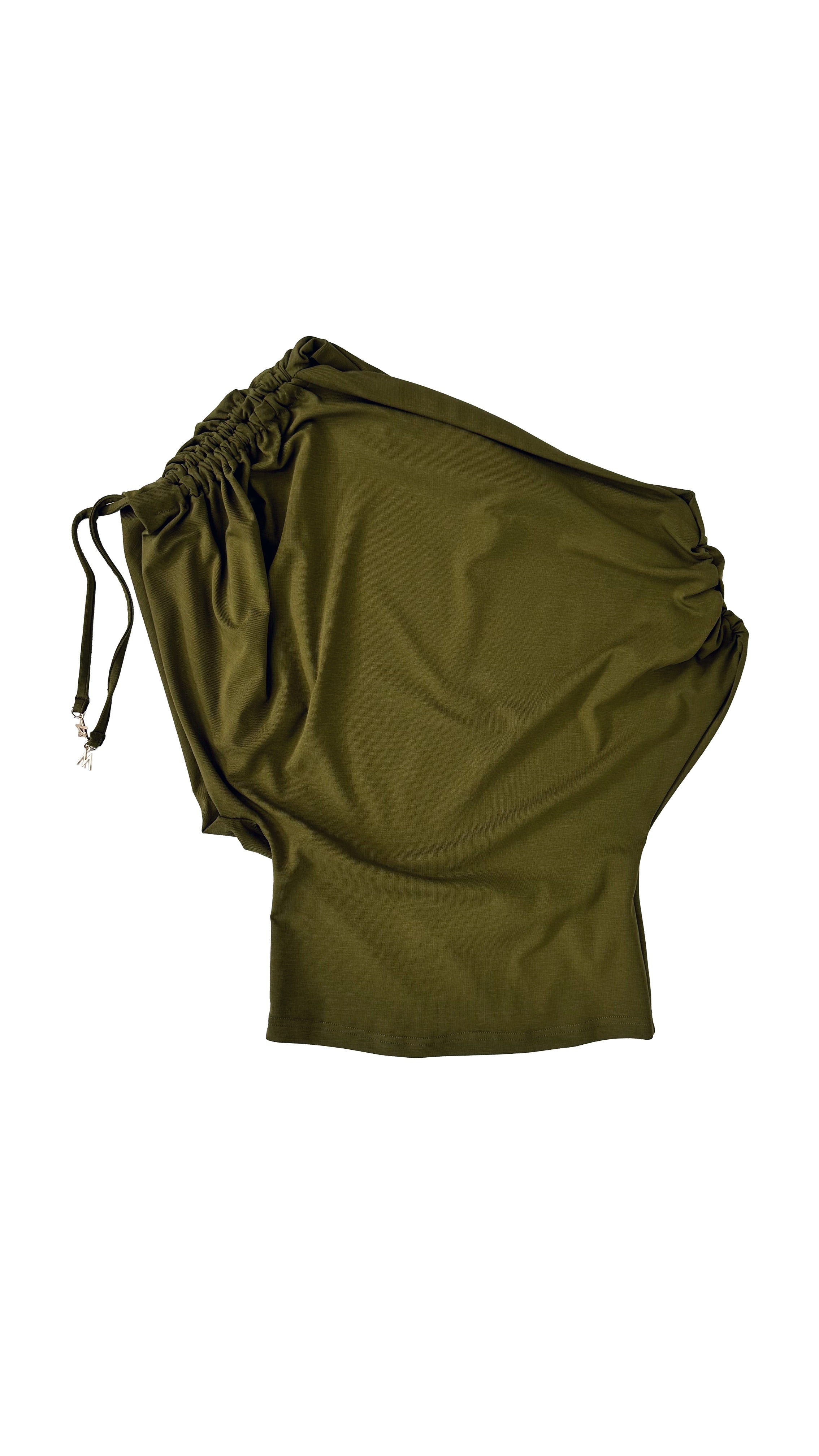MAGLIA ASIMMETRICA IN JERSEY LYOCELL ELASTICO CON COULISSE
