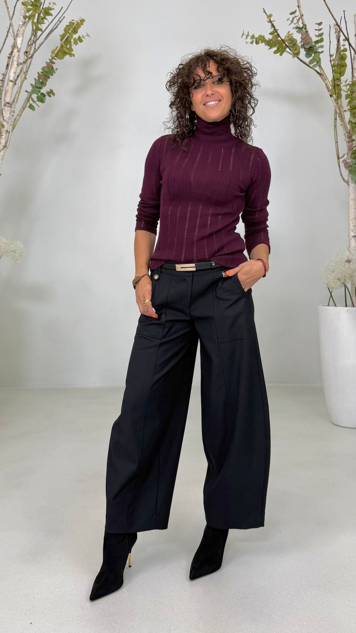 MAGLIA COLLO ALTO FLUTTUANTE IN MERINOS