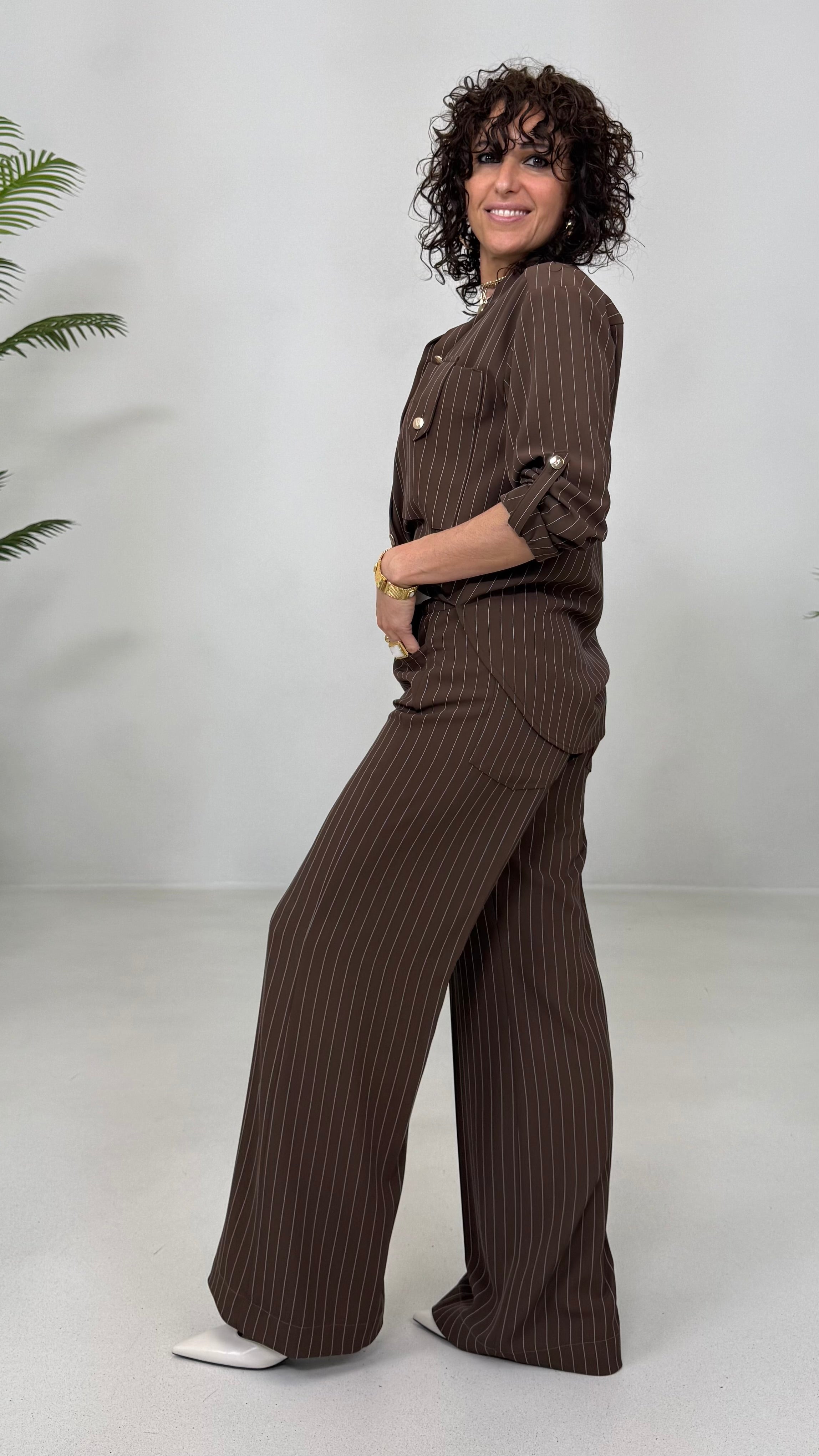 CAMICIA GESSATO IN CADY FLUIDO