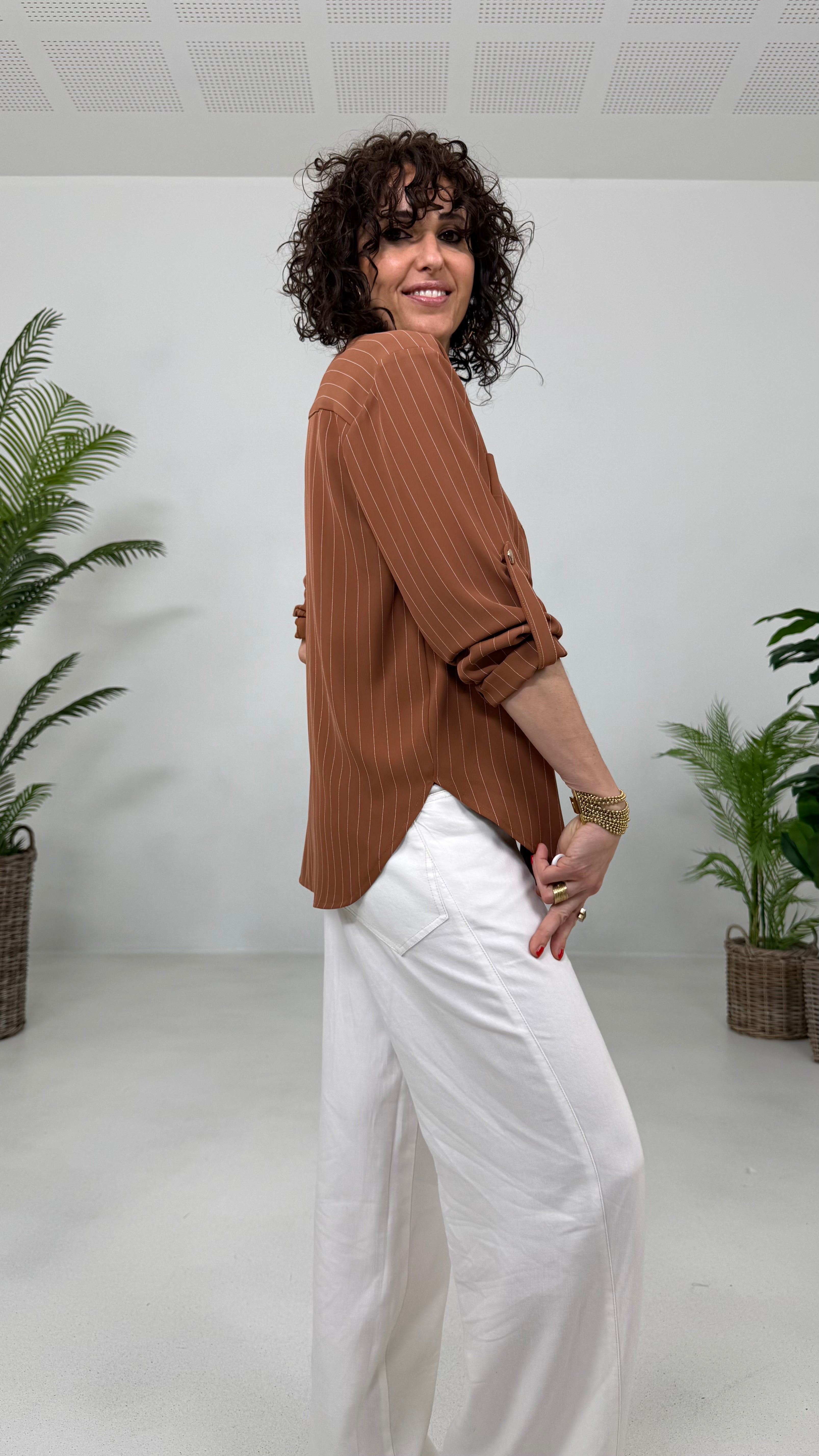 CAMICIA GESSATO IN CADY FLUIDO