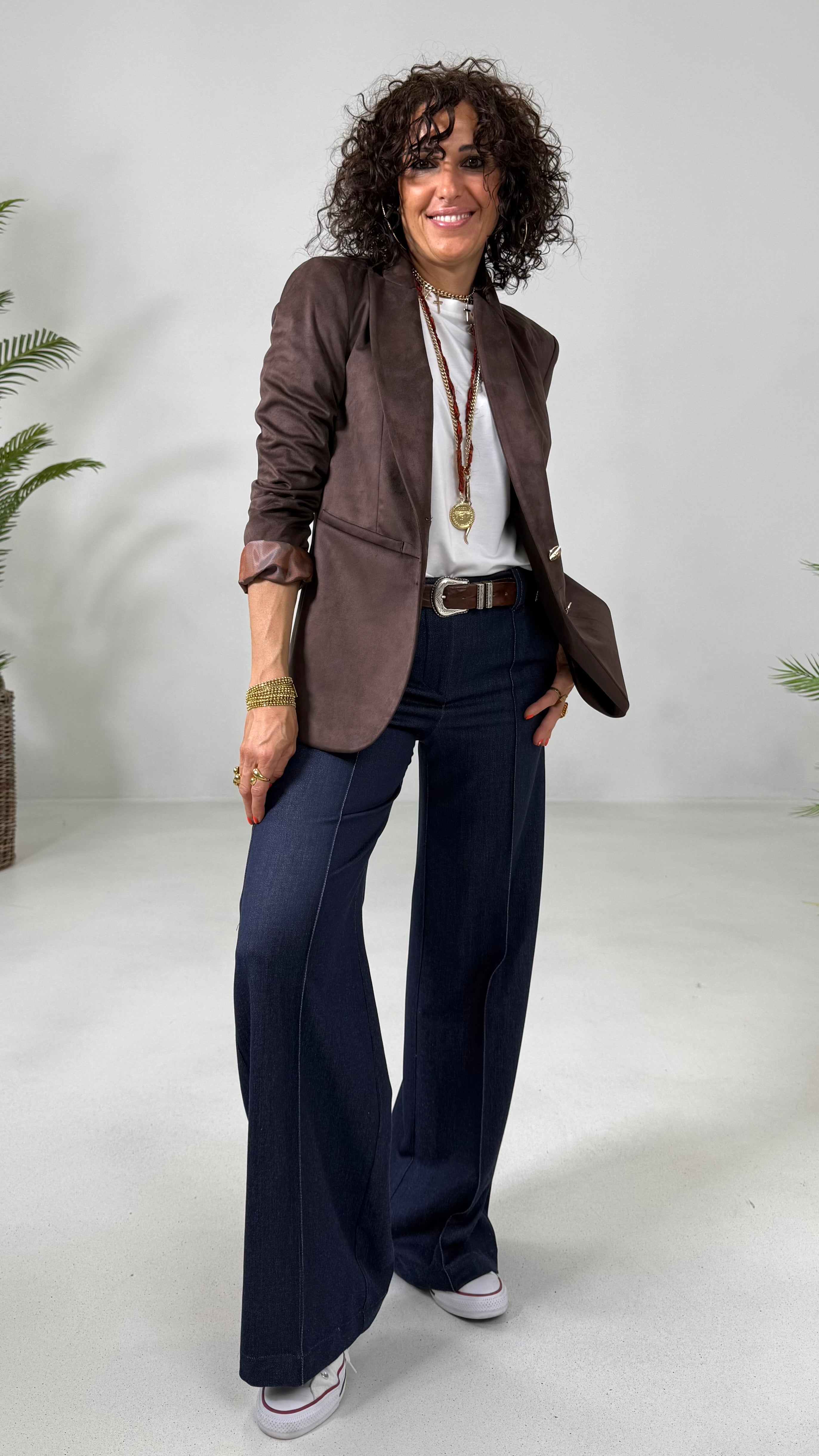 PALAZZO IN MAGLIA TECNICA EFFETTO JEANS