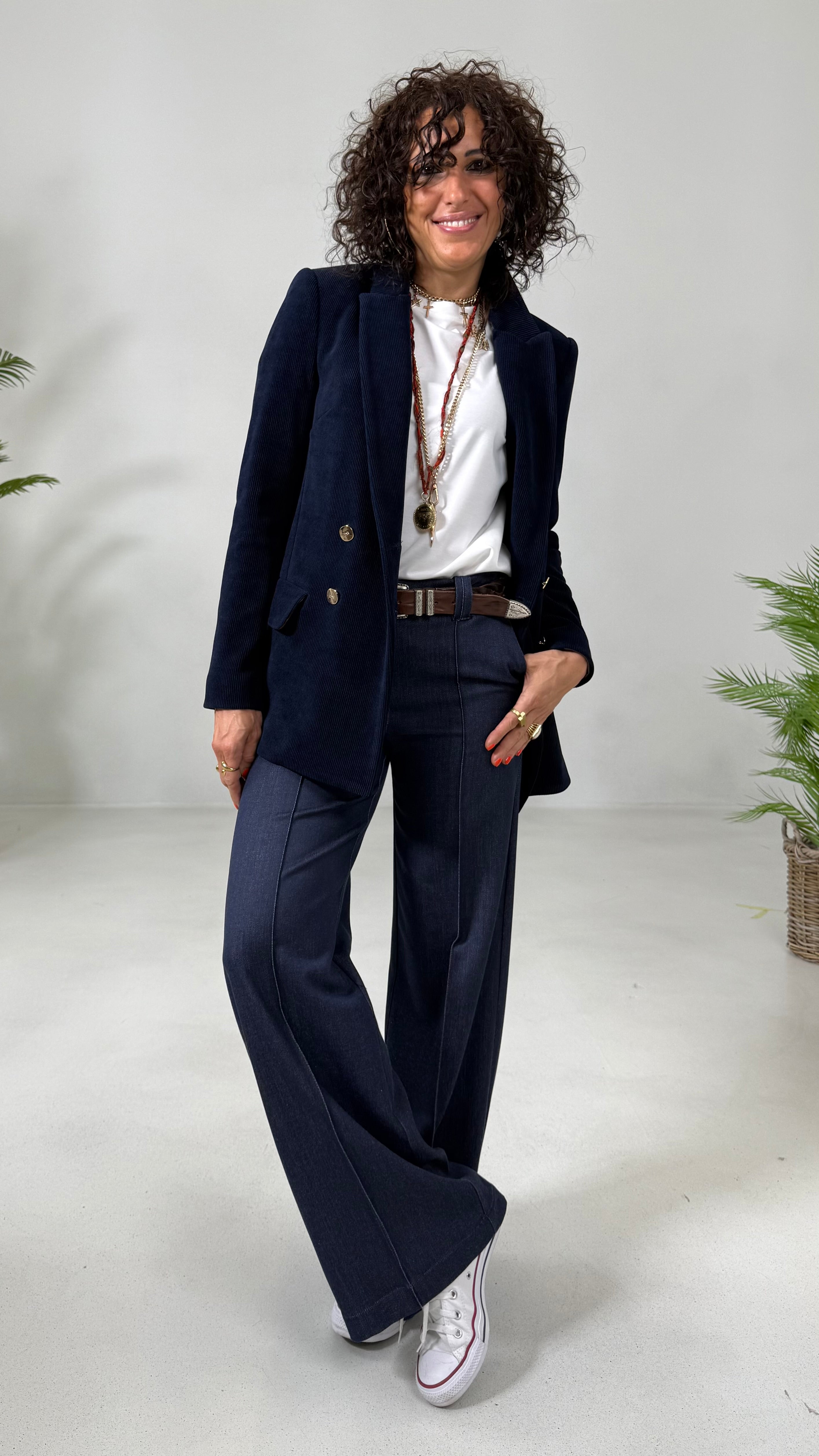 PALAZZO IN MAGLIA TECNICA EFFETTO JEANS