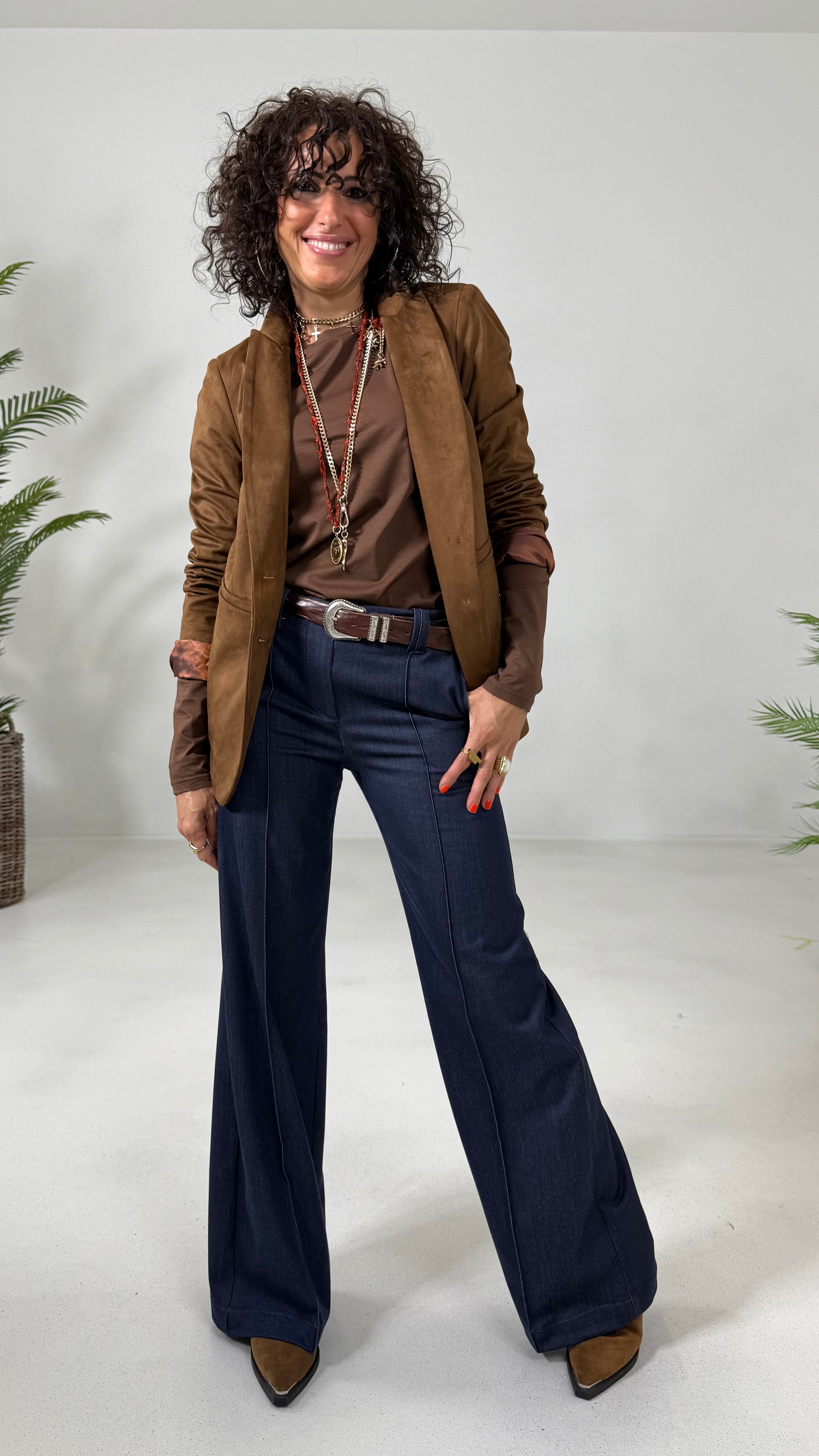 PALAZZO IN MAGLIA TECNICA EFFETTO JEANS