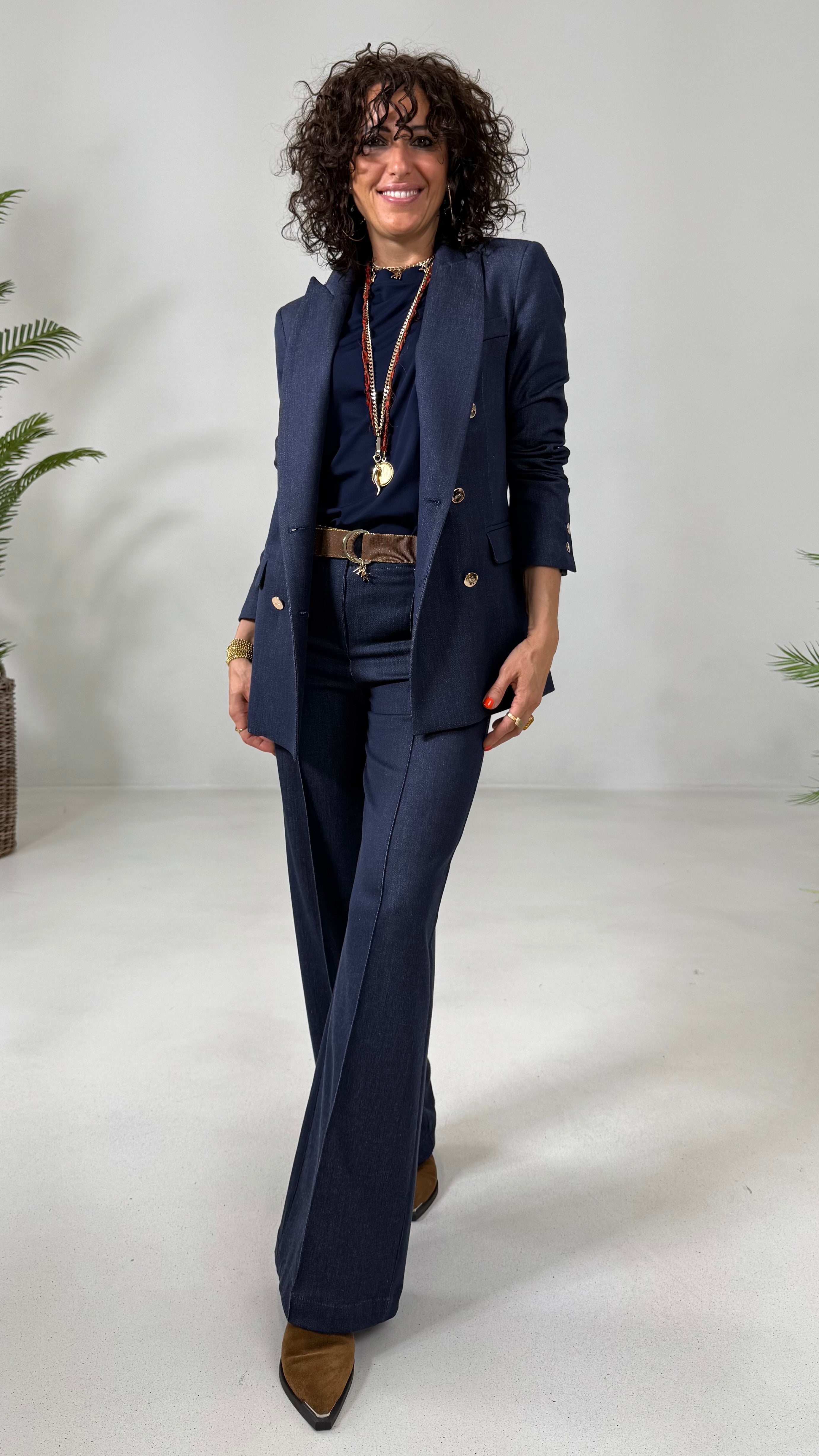 PALAZZO IN MAGLIA TECNICA EFFETTO JEANS