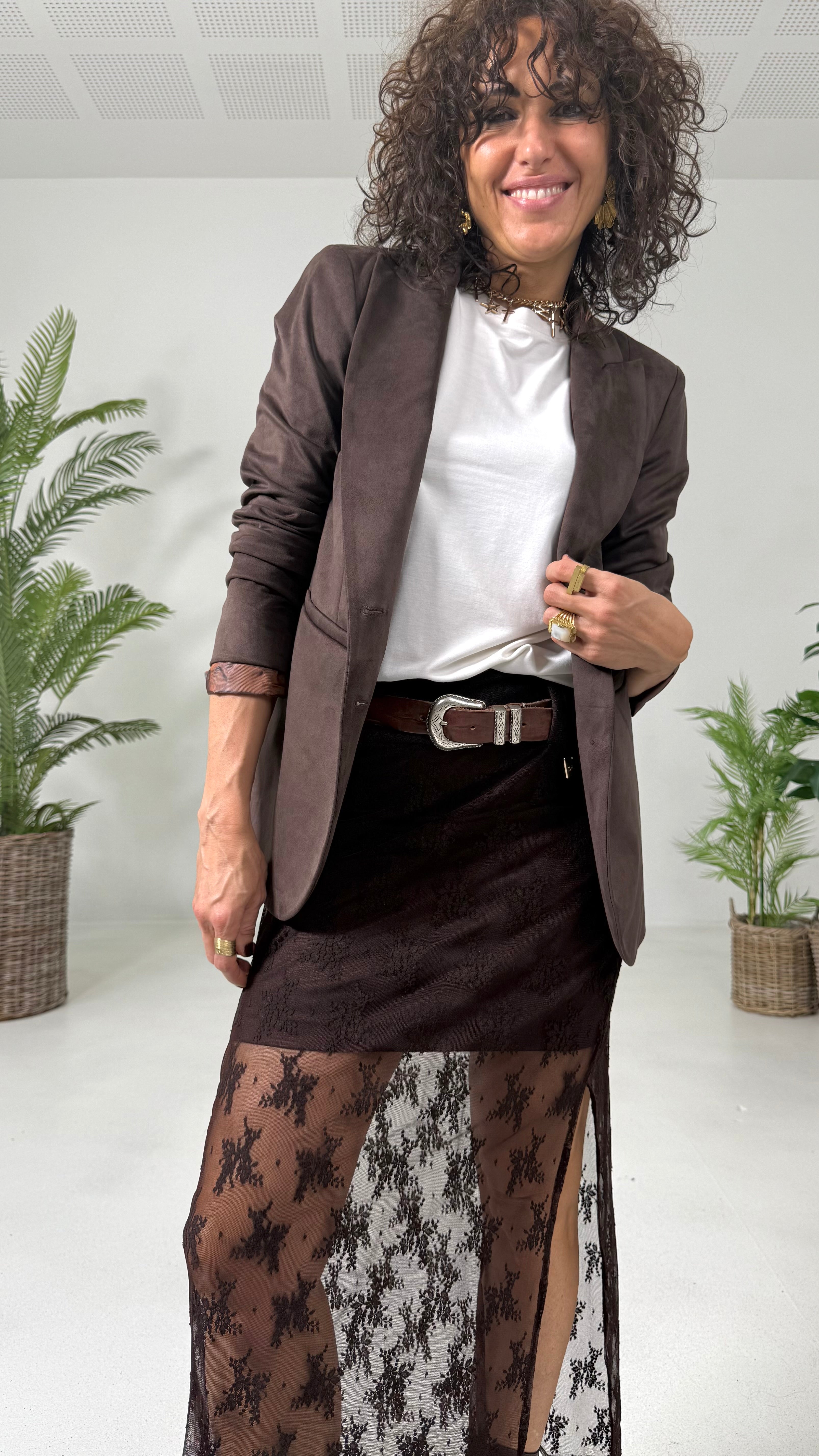 GONNA LUNGA IN PIZZO ELASTICIZZATO CON SOTTOGONNA