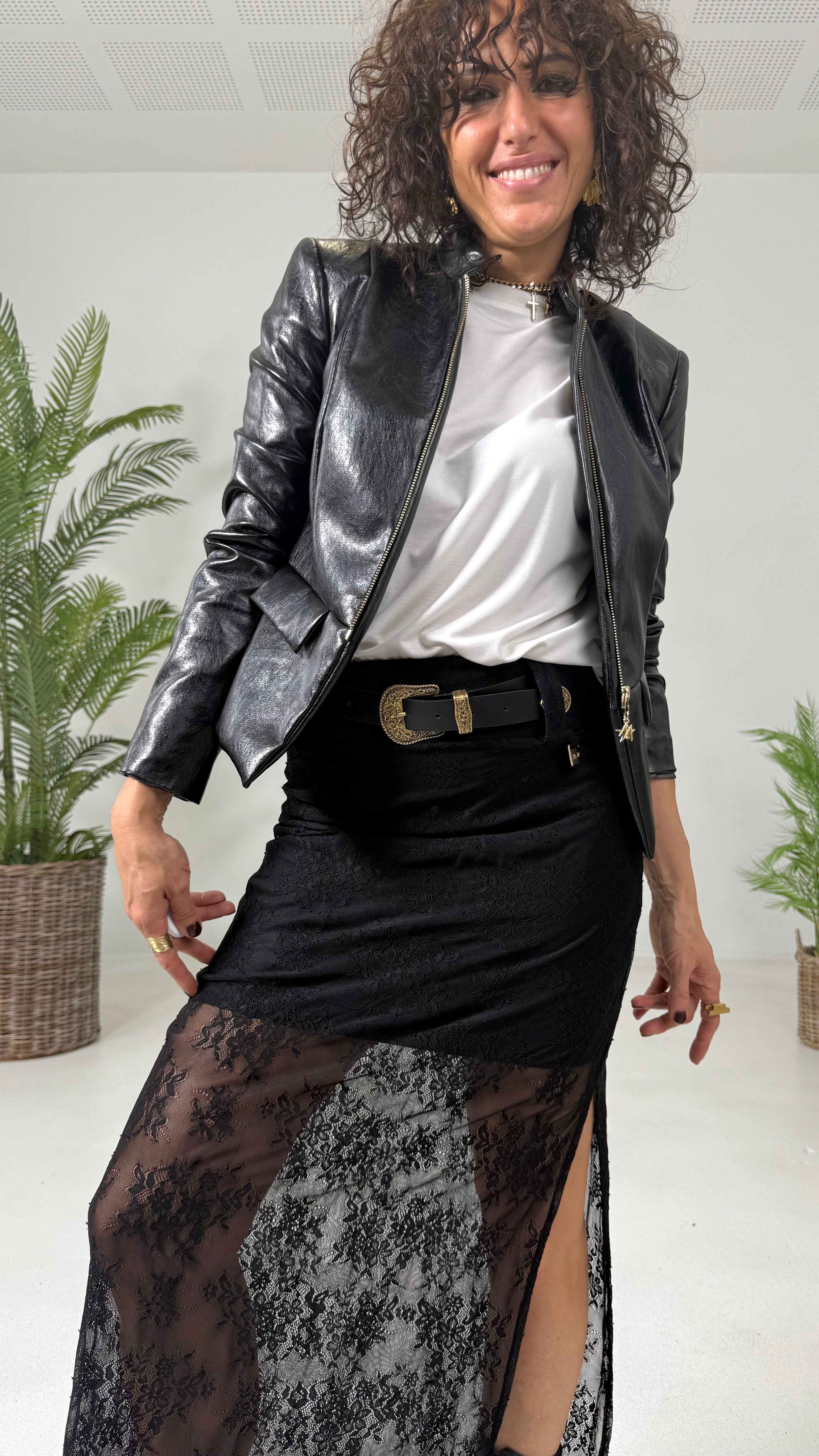 GONNA LUNGA IN PIZZO ELASTICIZZATO CON SOTTOGONNA