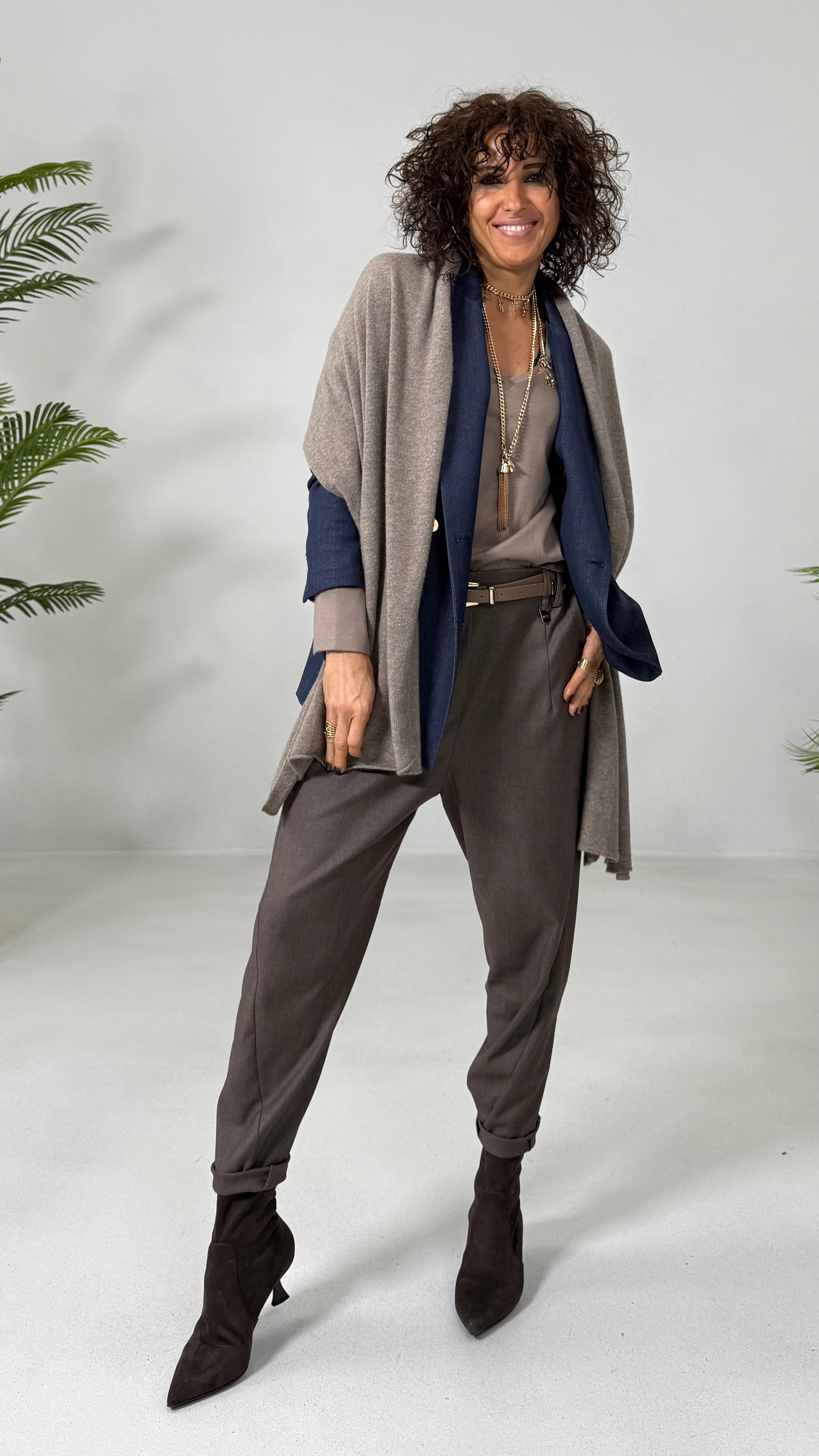 BAGGY CAVALLO BASSO IN FLANELLA PETTINATA