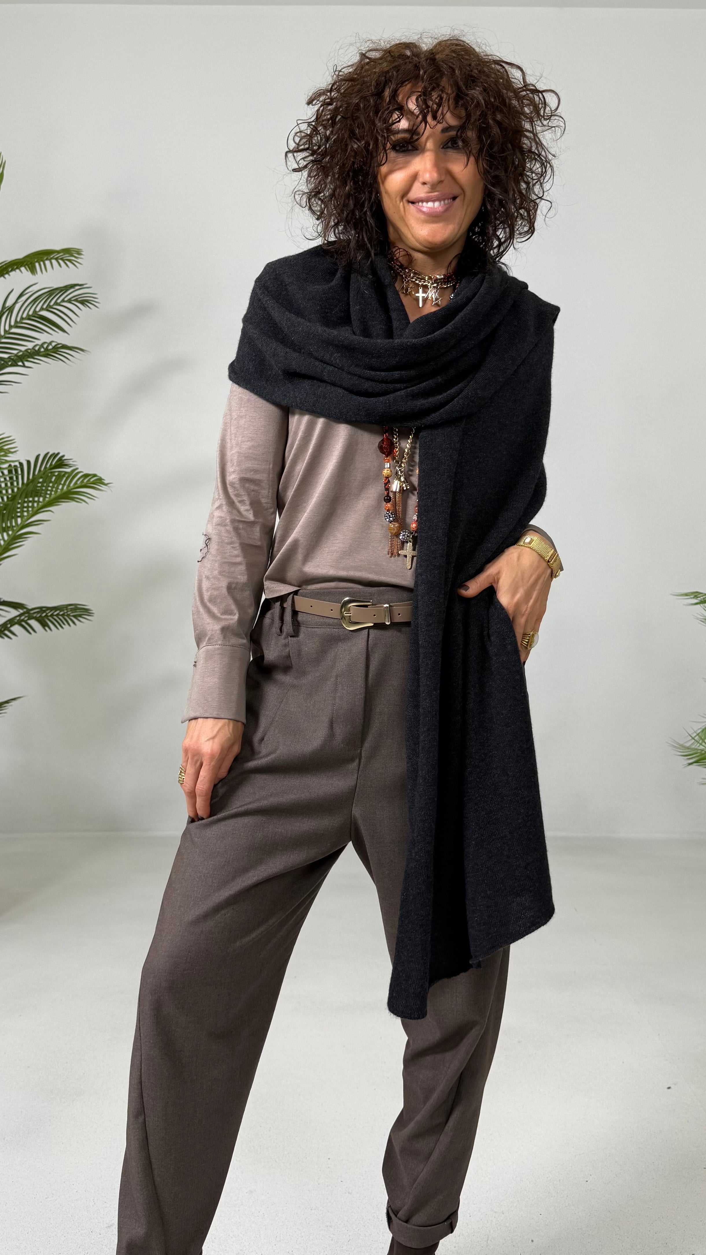 BAGGY CAVALLO BASSO IN FLANELLA PETTINATA