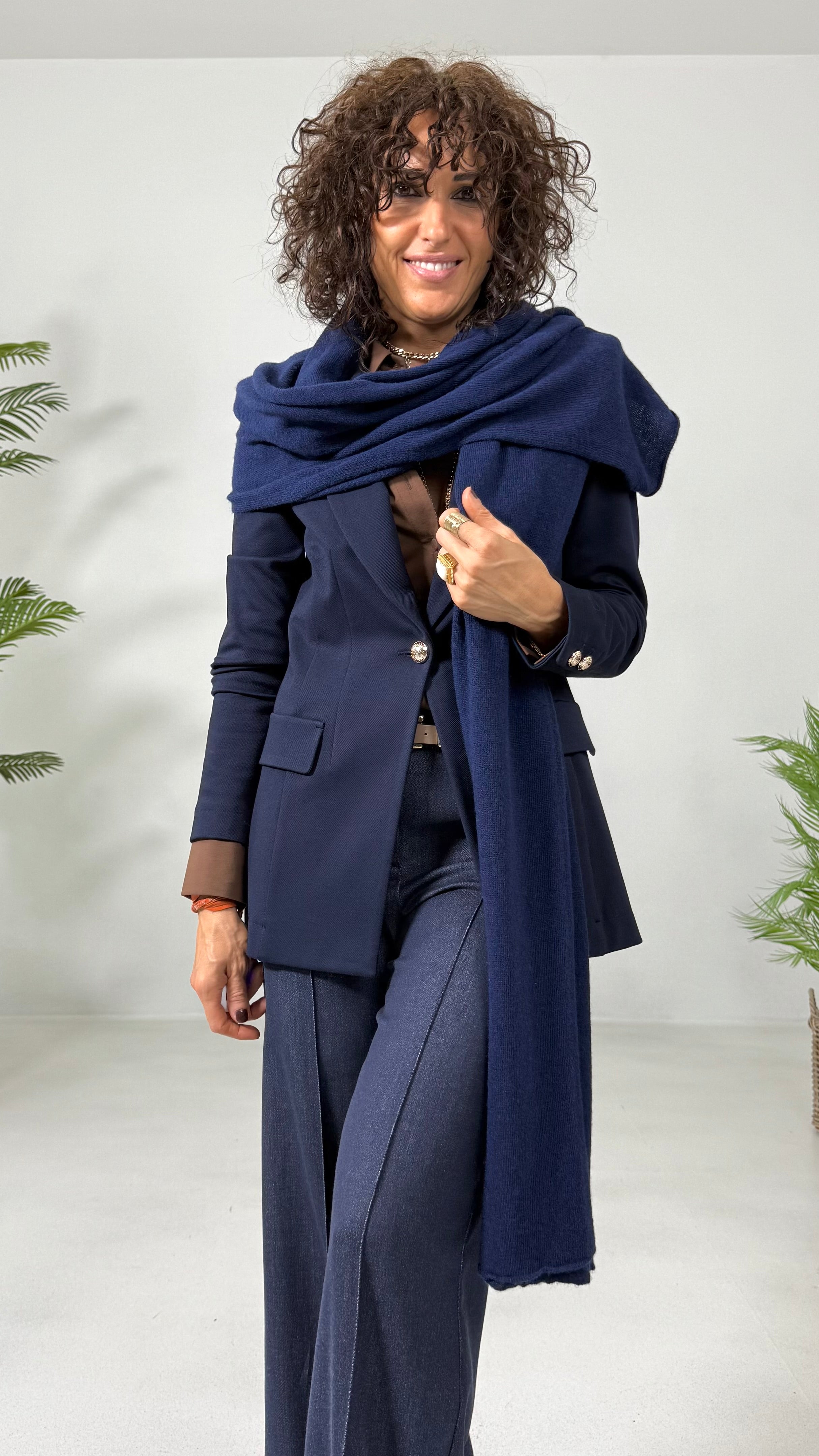 SCIARPA MANTELLA RETTANGOLARE IN MISTO CASHMERE