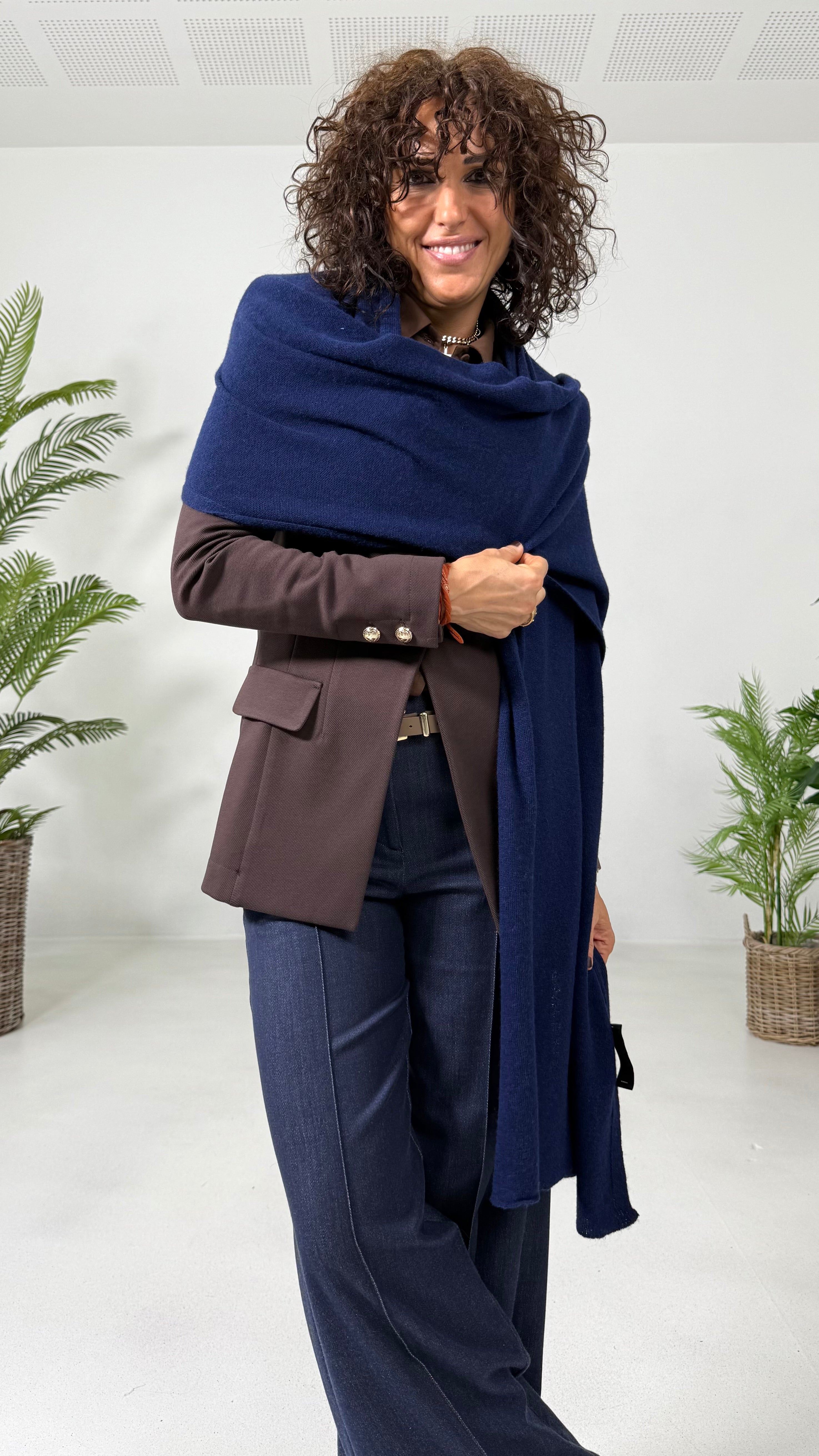 SCIARPA MANTELLA RETTANGOLARE IN MISTO CASHMERE