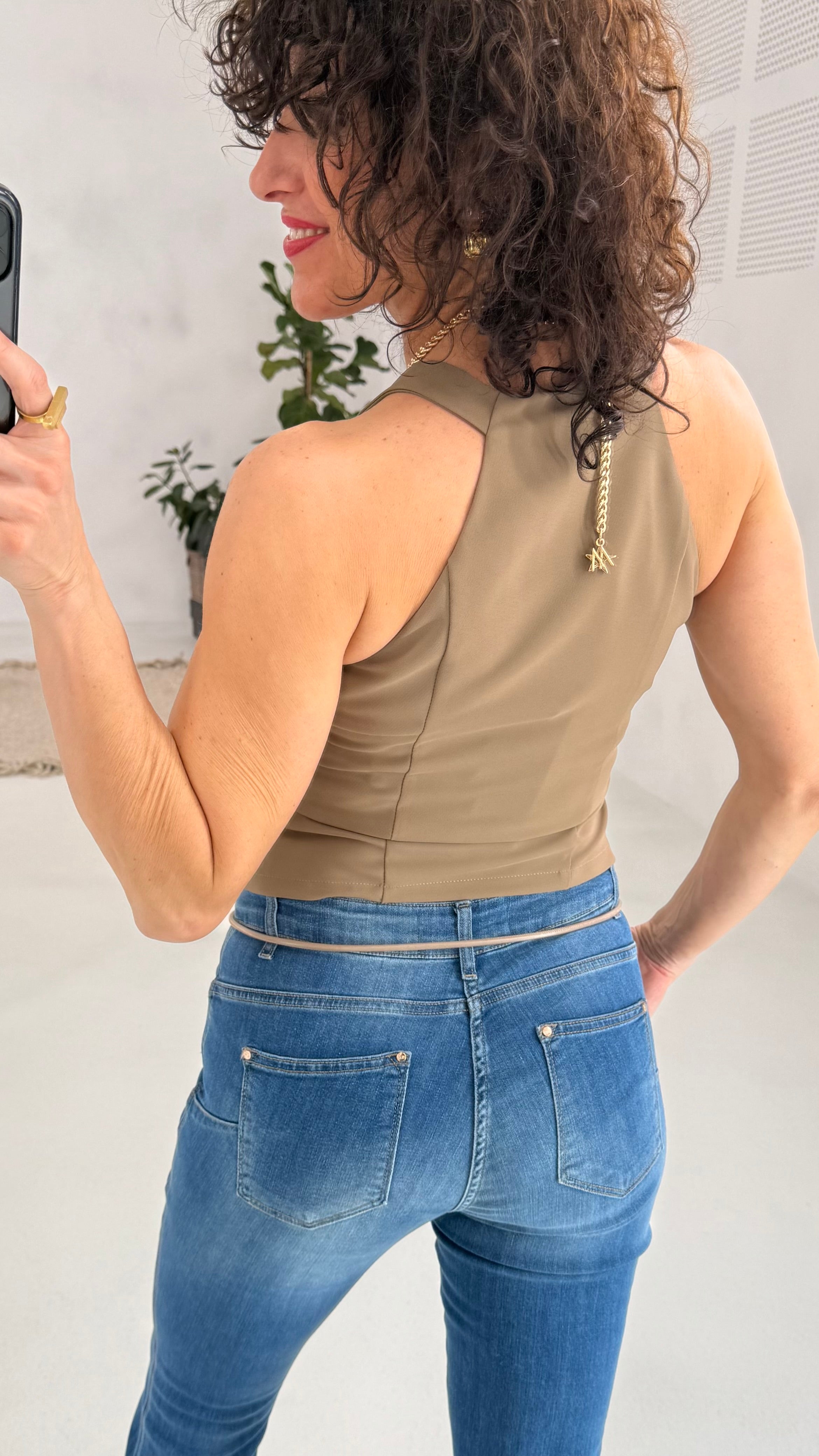 505 P25 TORTORA GILET CON SCOLLO AMERICANA IN CADY