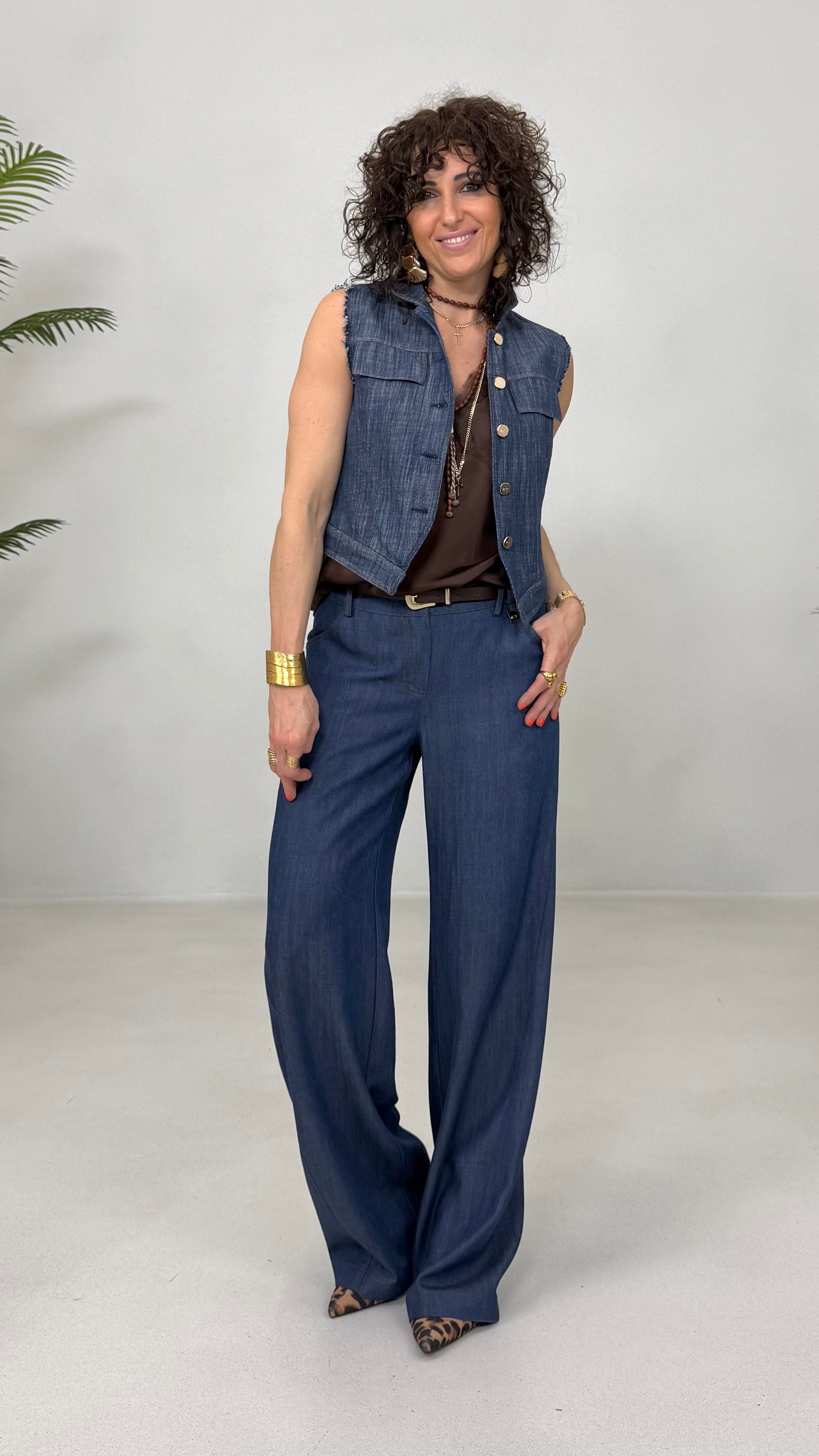 GILET-GIUBBETTO IN COTONE JEANS