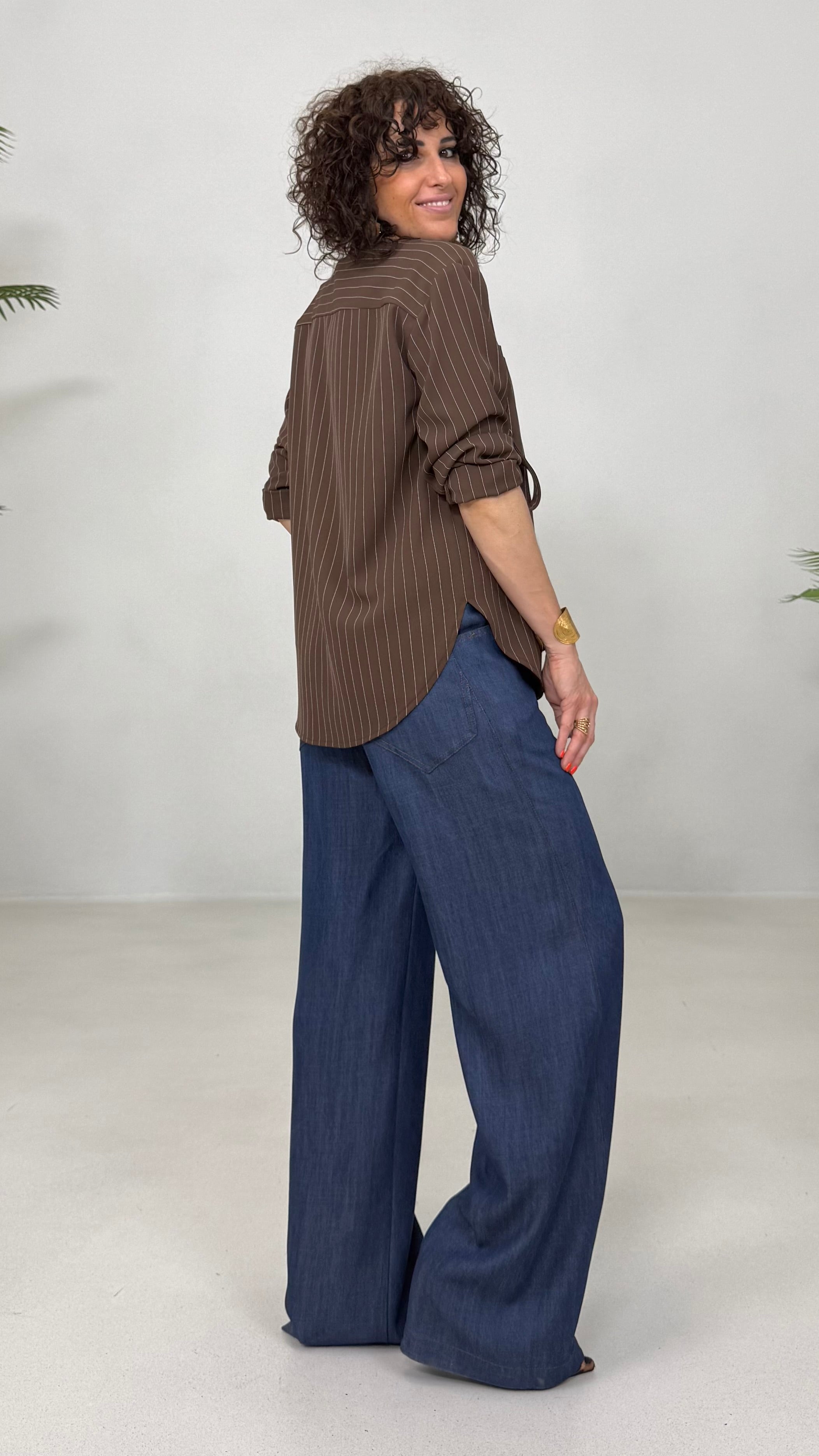 CAMICIA GESSATO IN CADY FLUIDO