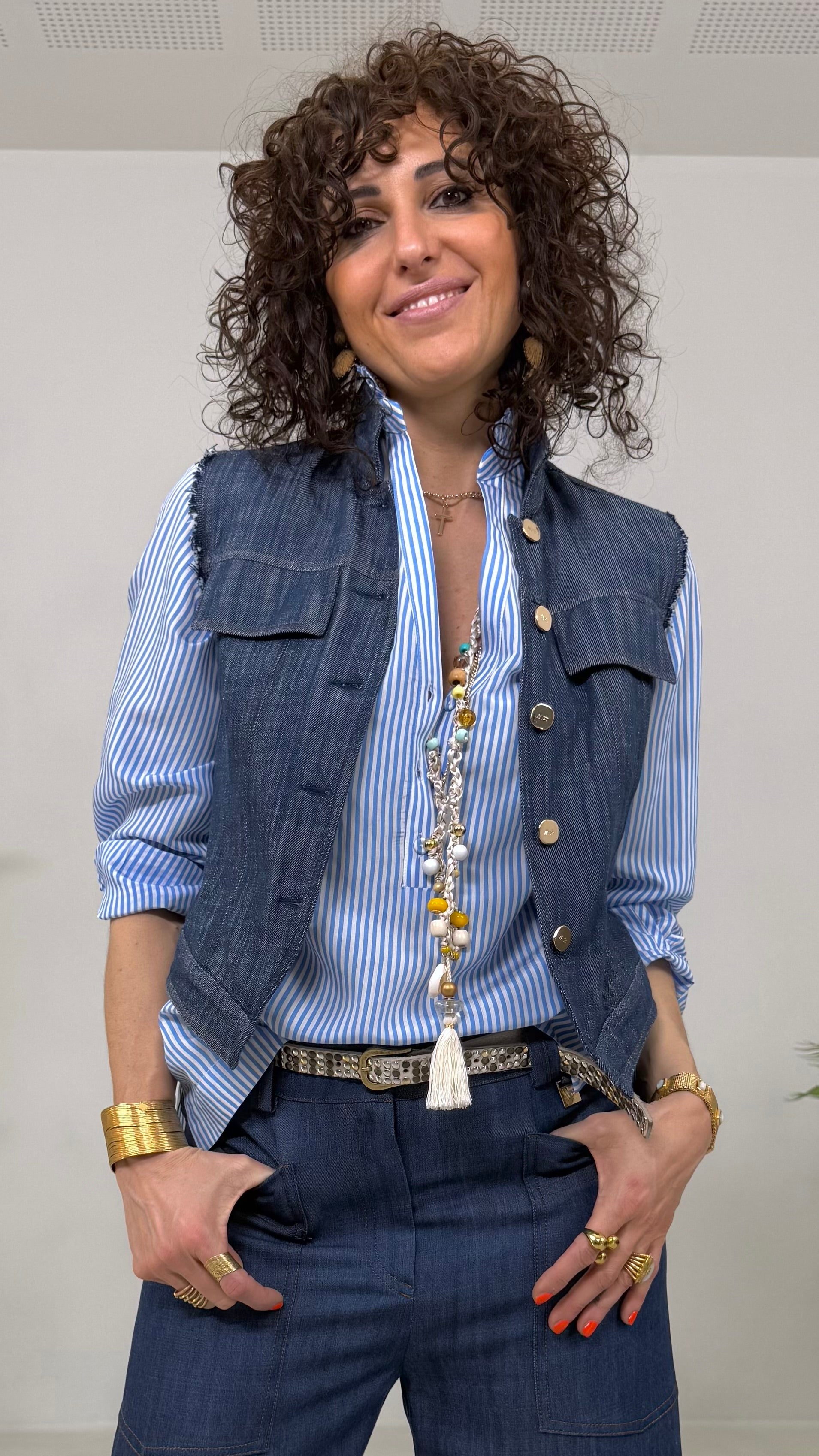 GILET-GIUBBETTO IN COTONE JEANS