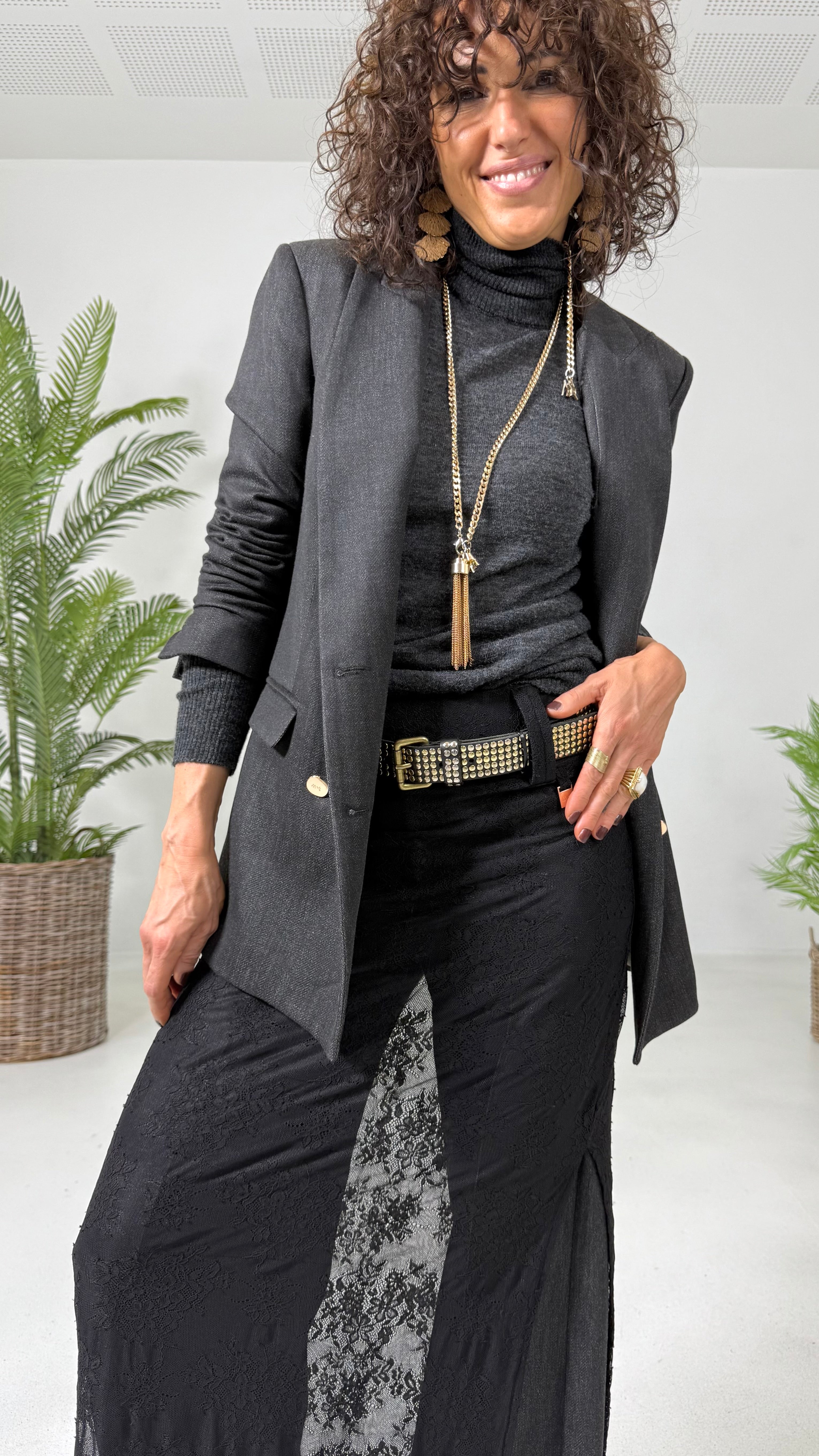 MAGLIA BASIC COLLO ALTO IN LANA VISCOSA