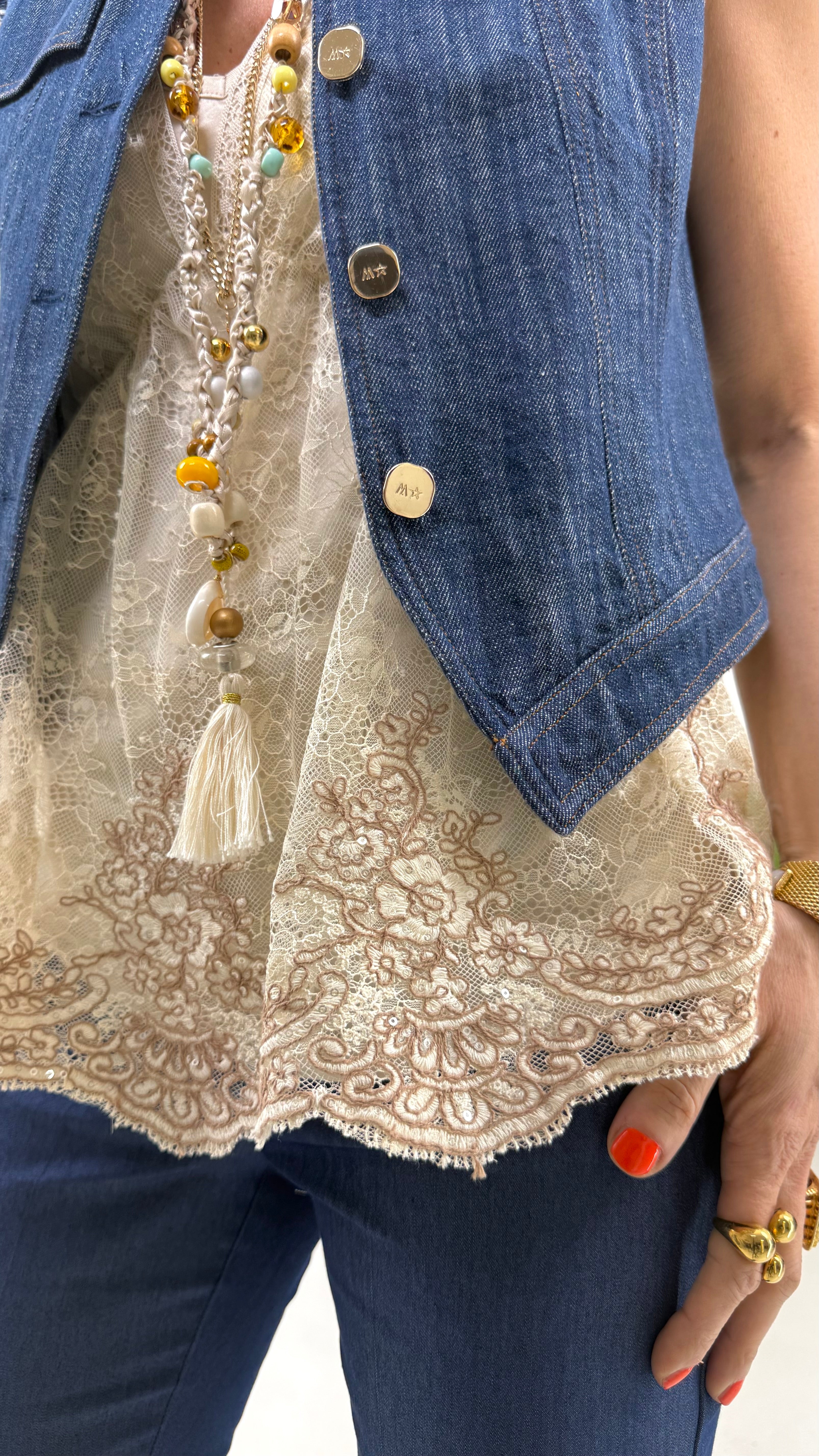 GILET-GIUBBETTO IN COTONE JEANS