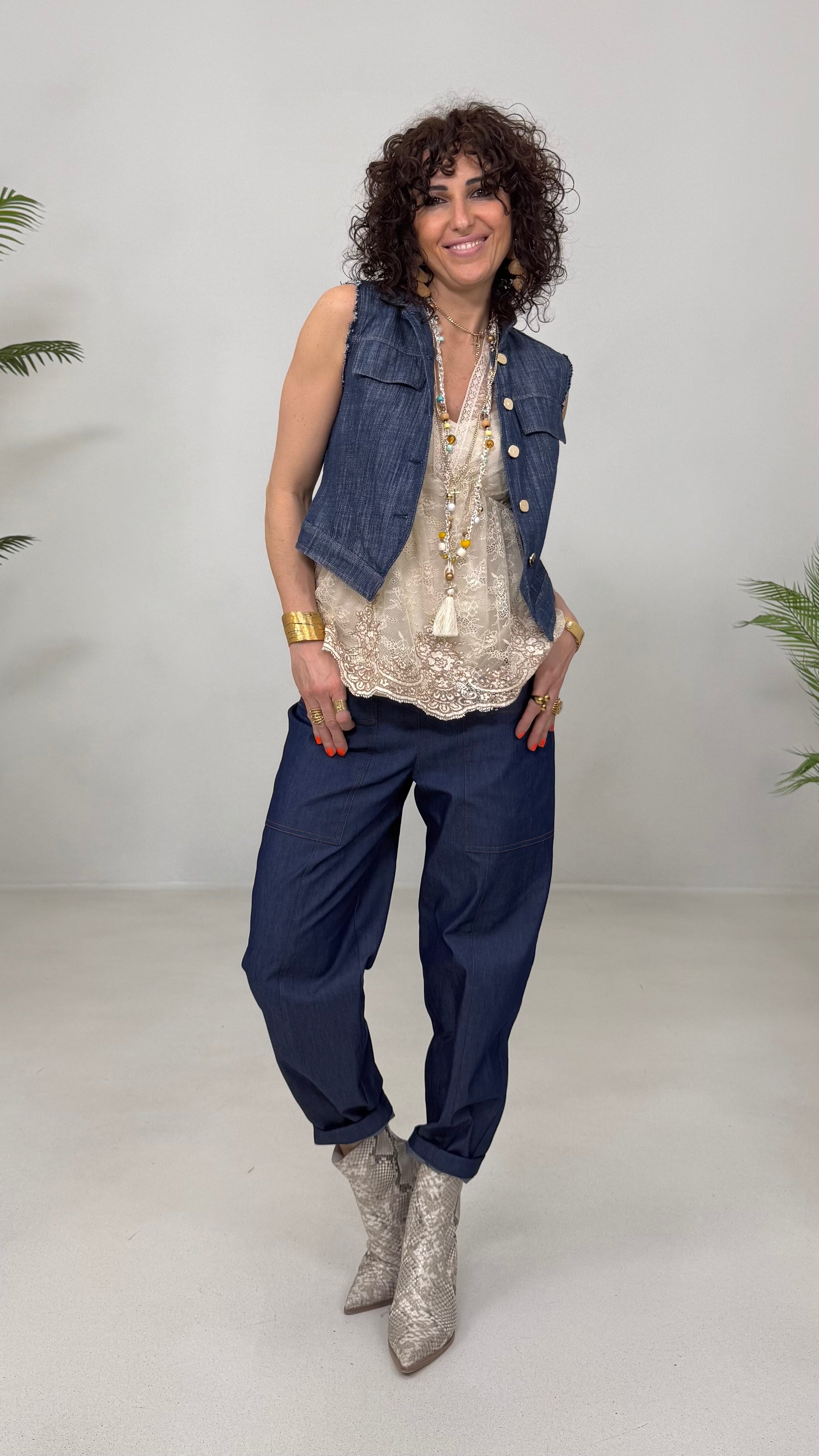 TWINSET TOP PIZZO RICAMATO PIU' TOP IN JERSEY MODAL