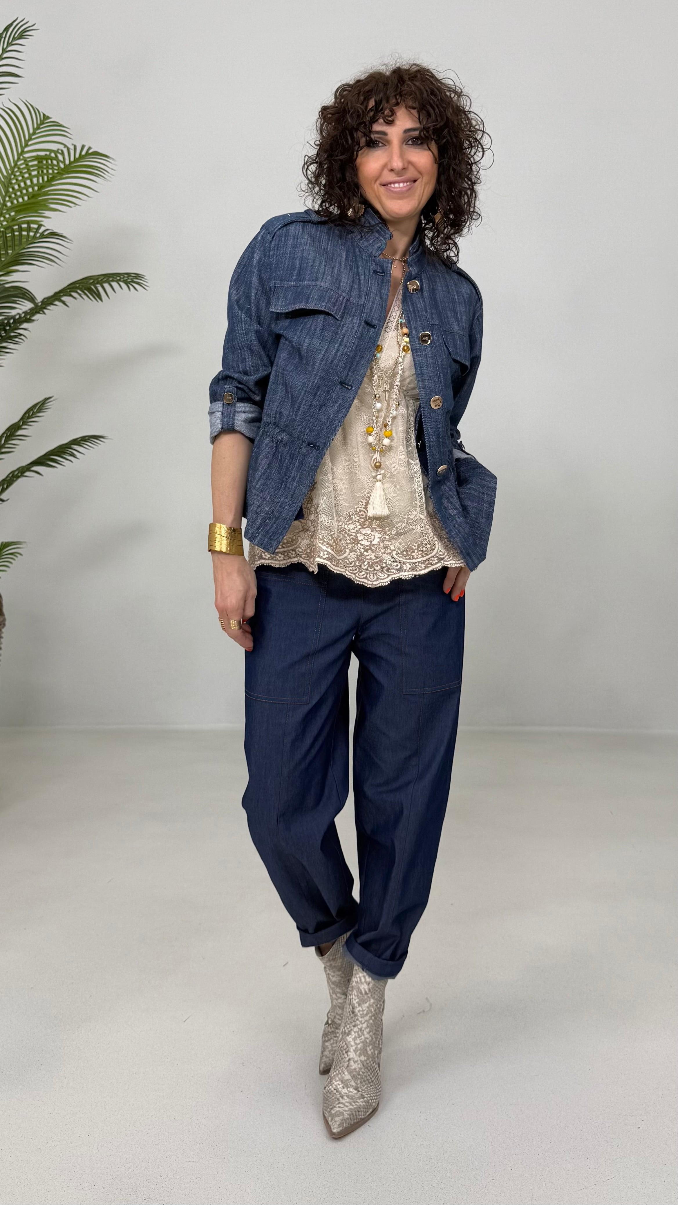 TWINSET TOP PIZZO RICAMATO PIU' TOP IN JERSEY MODAL