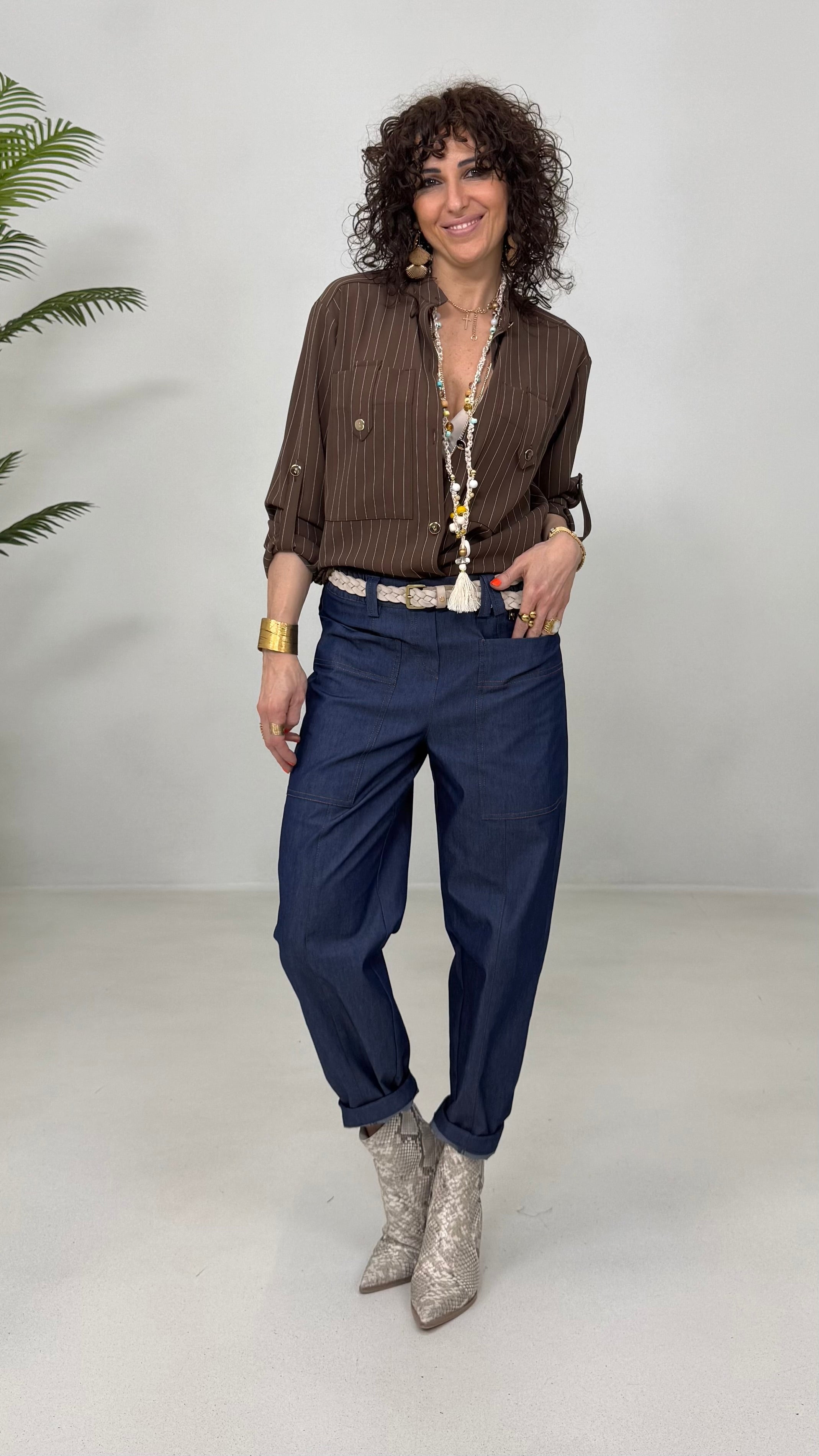 CAMICIA GESSATO IN CADY FLUIDO