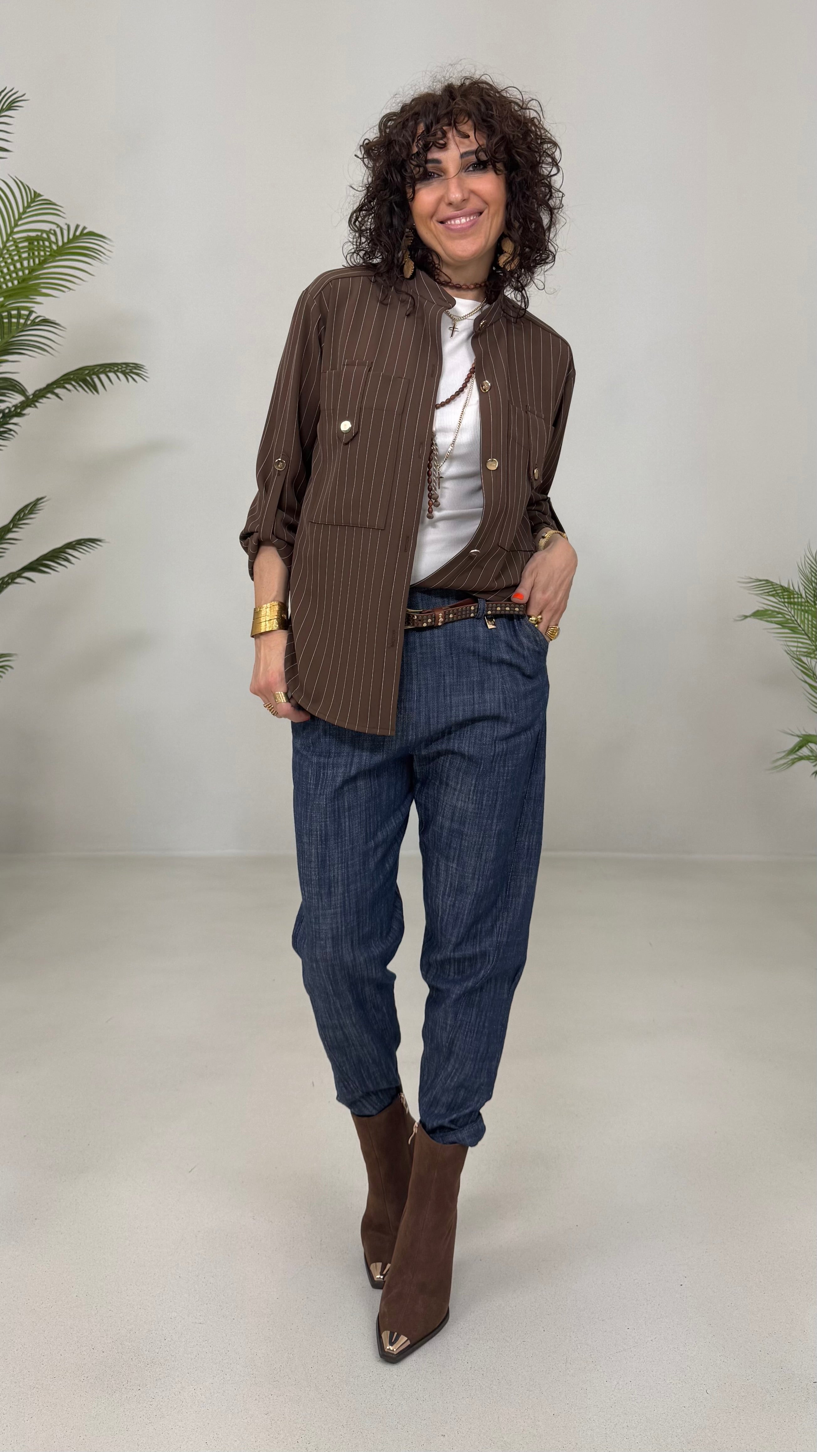 CAMICIA GESSATO IN CADY FLUIDO