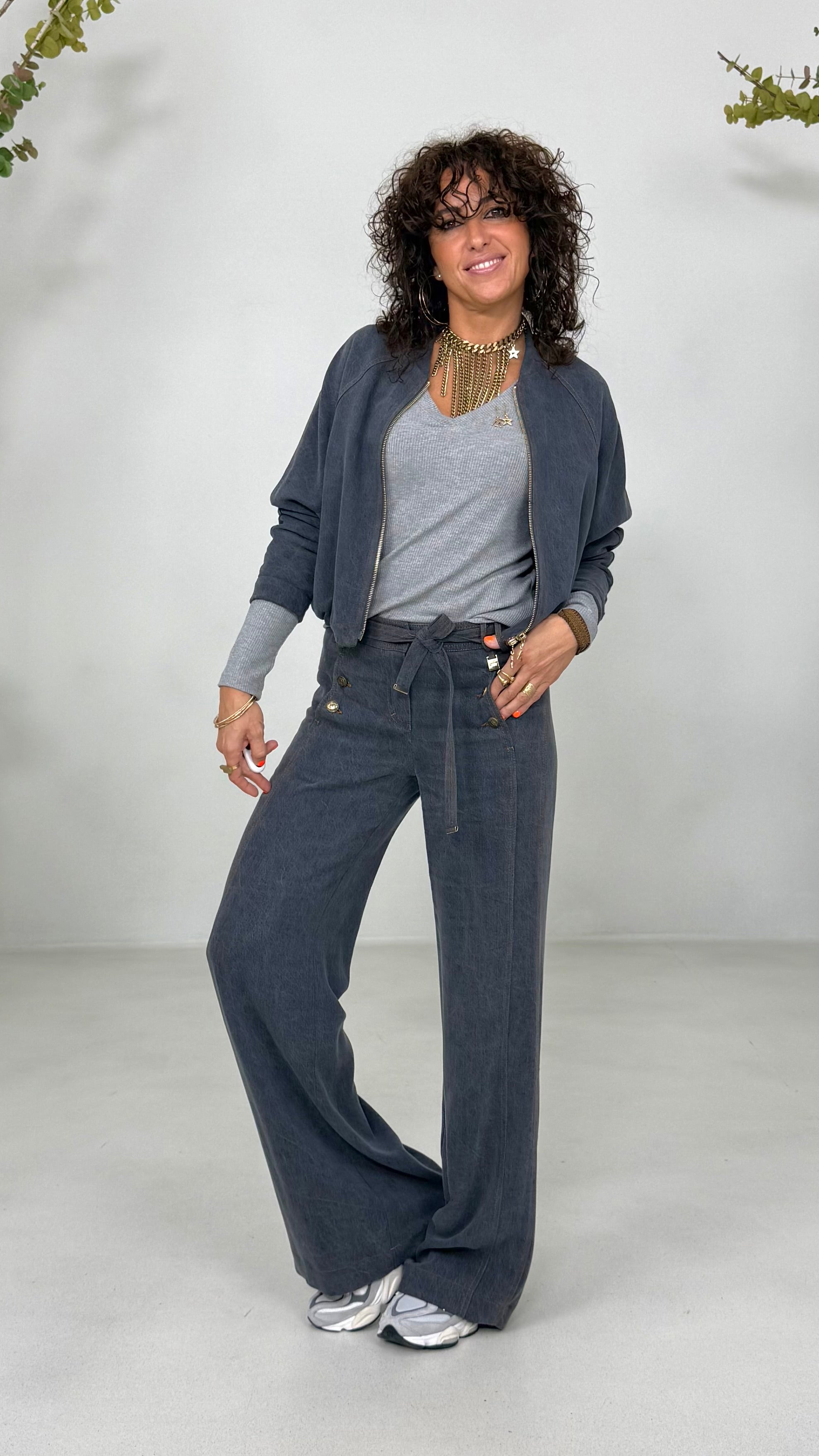 PALAZZO IN JEANS LYOCELL CON CINTURA