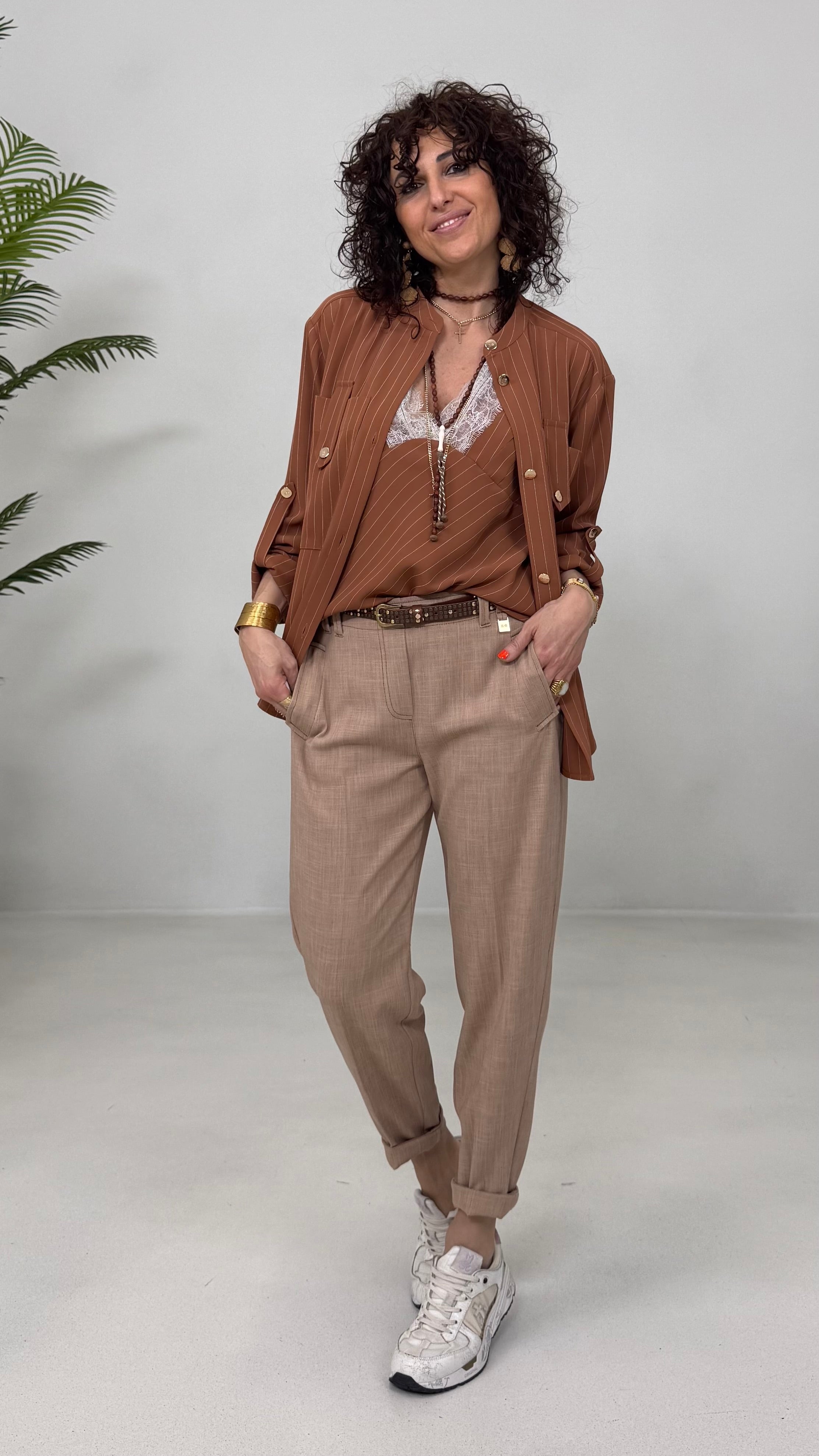 CAMICIA GESSATO IN CADY FLUIDO