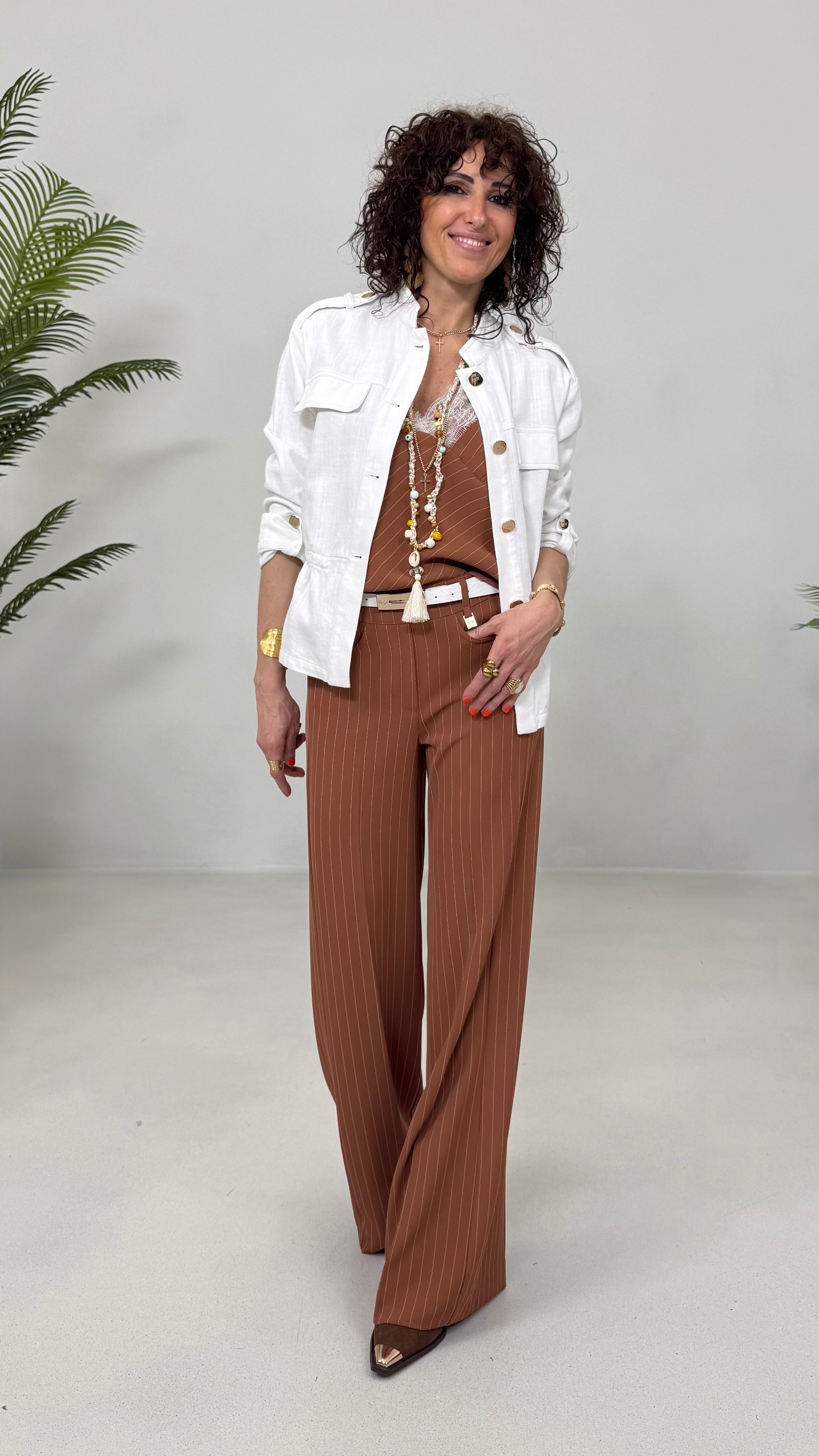 TOP GESSATO IN CADY FLUIDO CON PIZZO