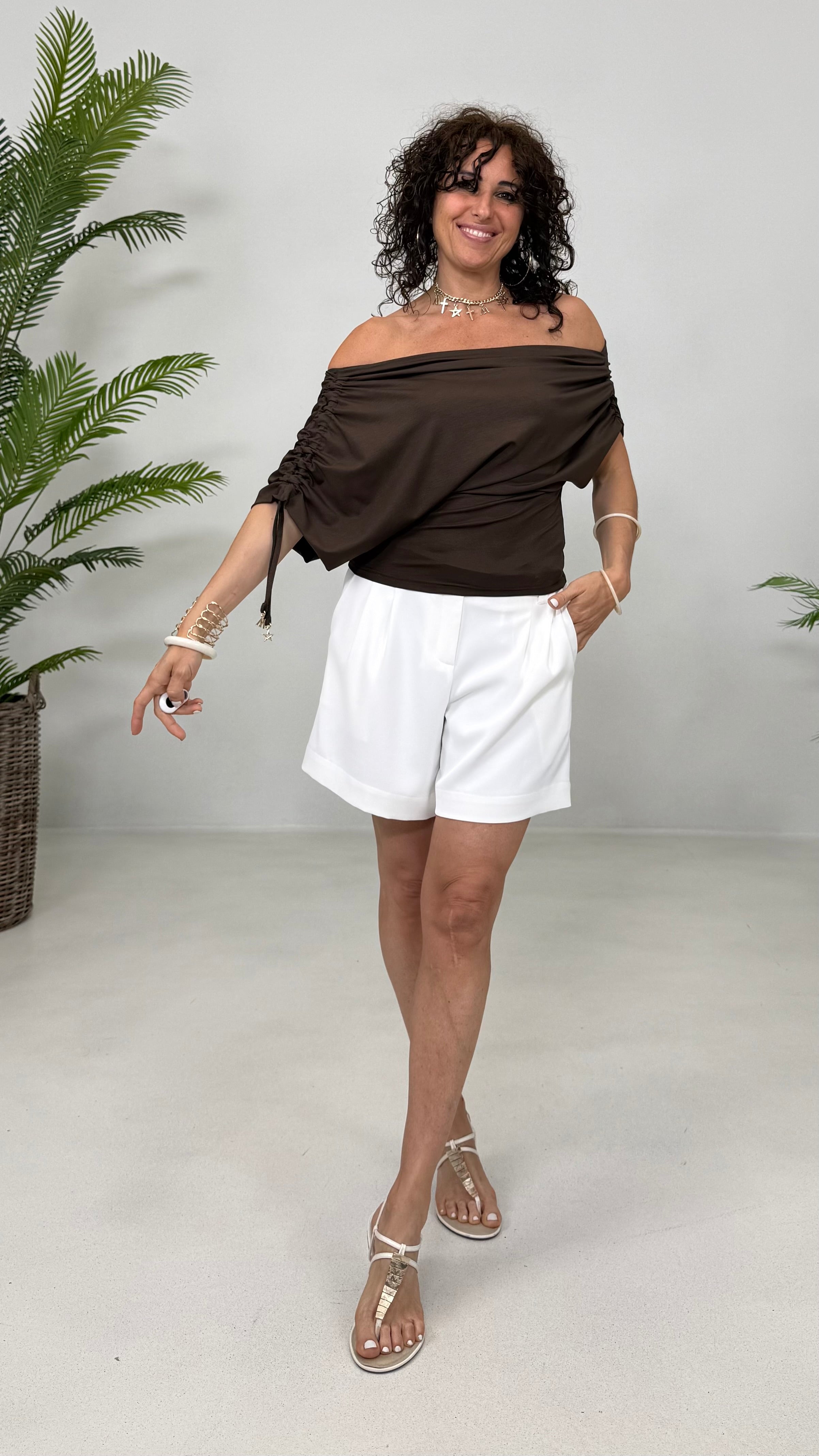 MAGLIA ASIMMETRICA IN JERSEY LYOCELL ELASTICO CON COULISSE