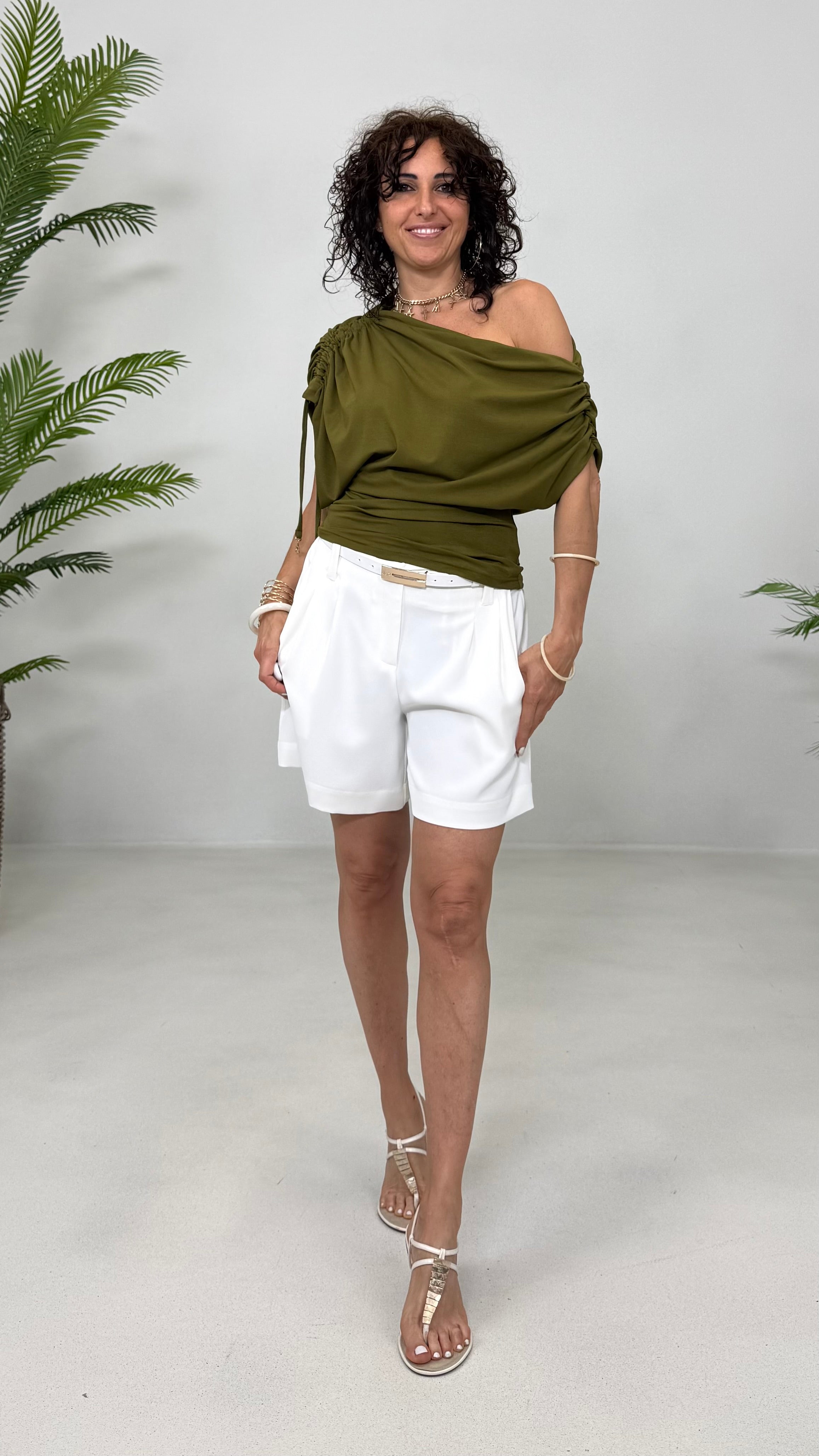 MAGLIA ASIMMETRICA IN JERSEY LYOCELL ELASTICO CON COULISSE