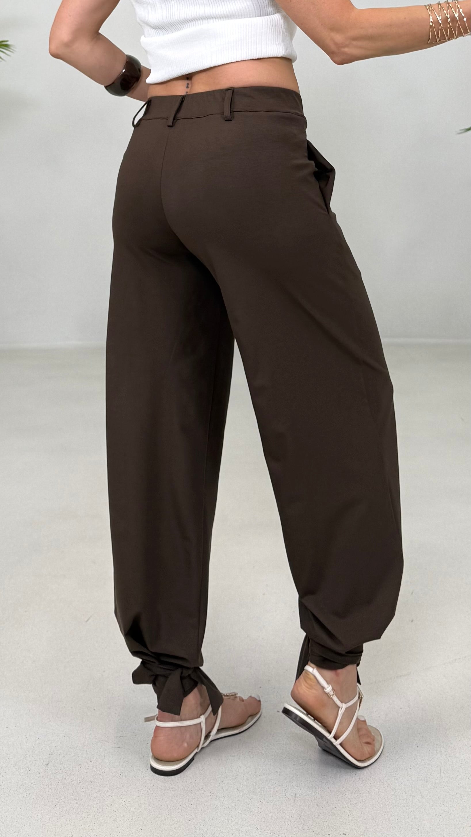 PANTALONE LACCI AL FONDO IN JERSEY LYOCELL ELASTICO