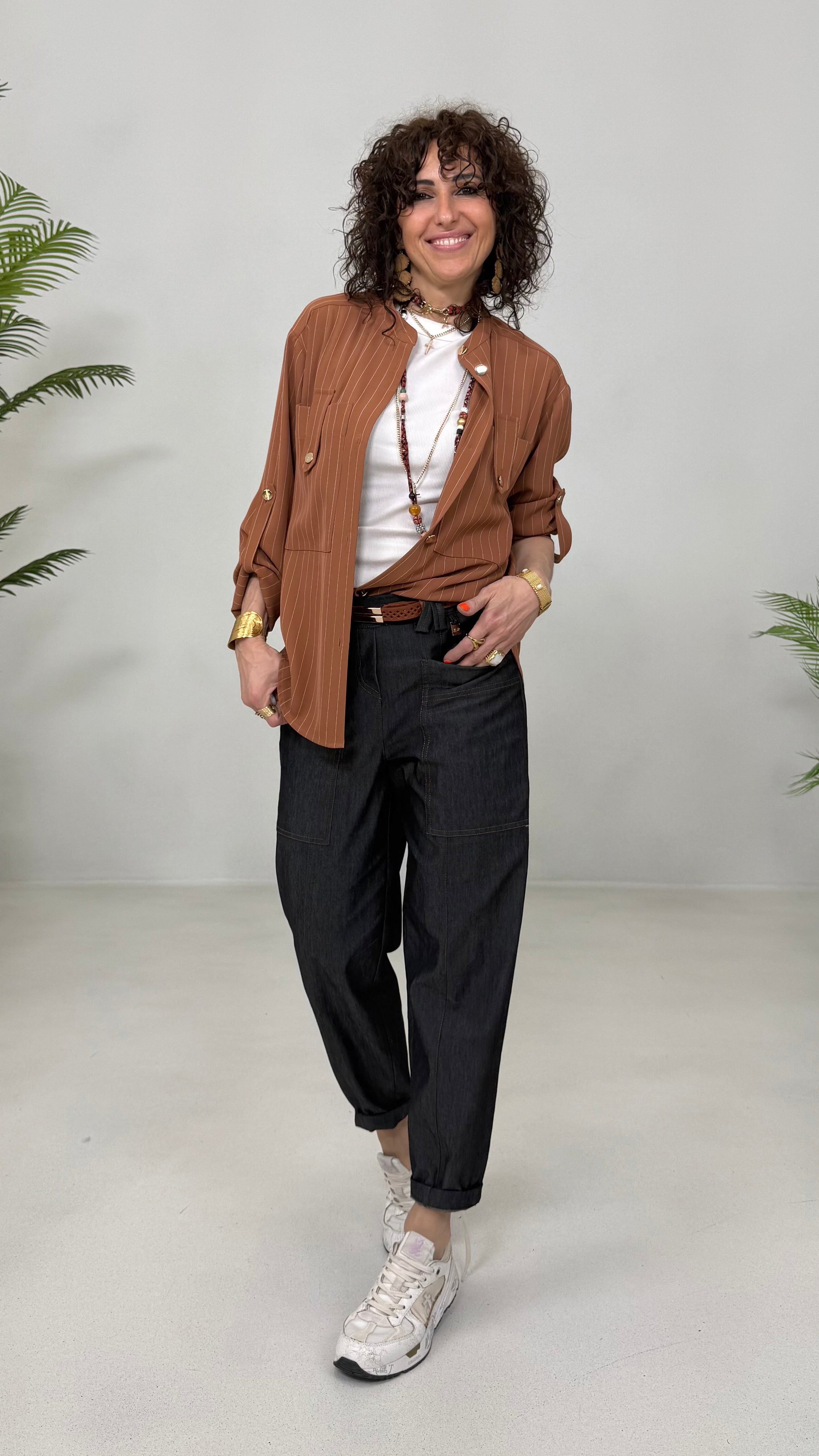 CAMICIA GESSATO IN CADY FLUIDO