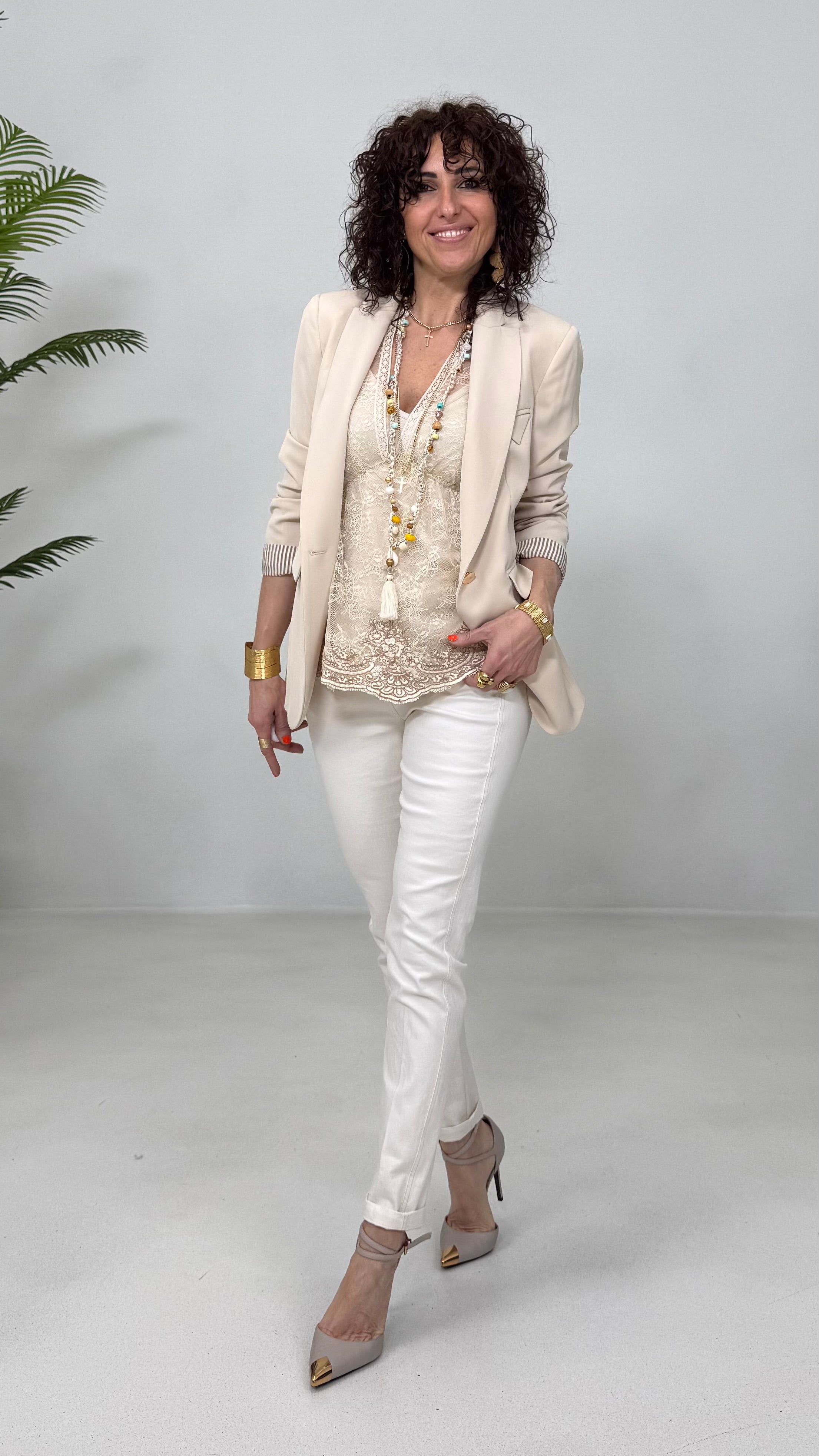 TWINSET TOP PIZZO RICAMATO PIU' TOP IN JERSEY MODAL