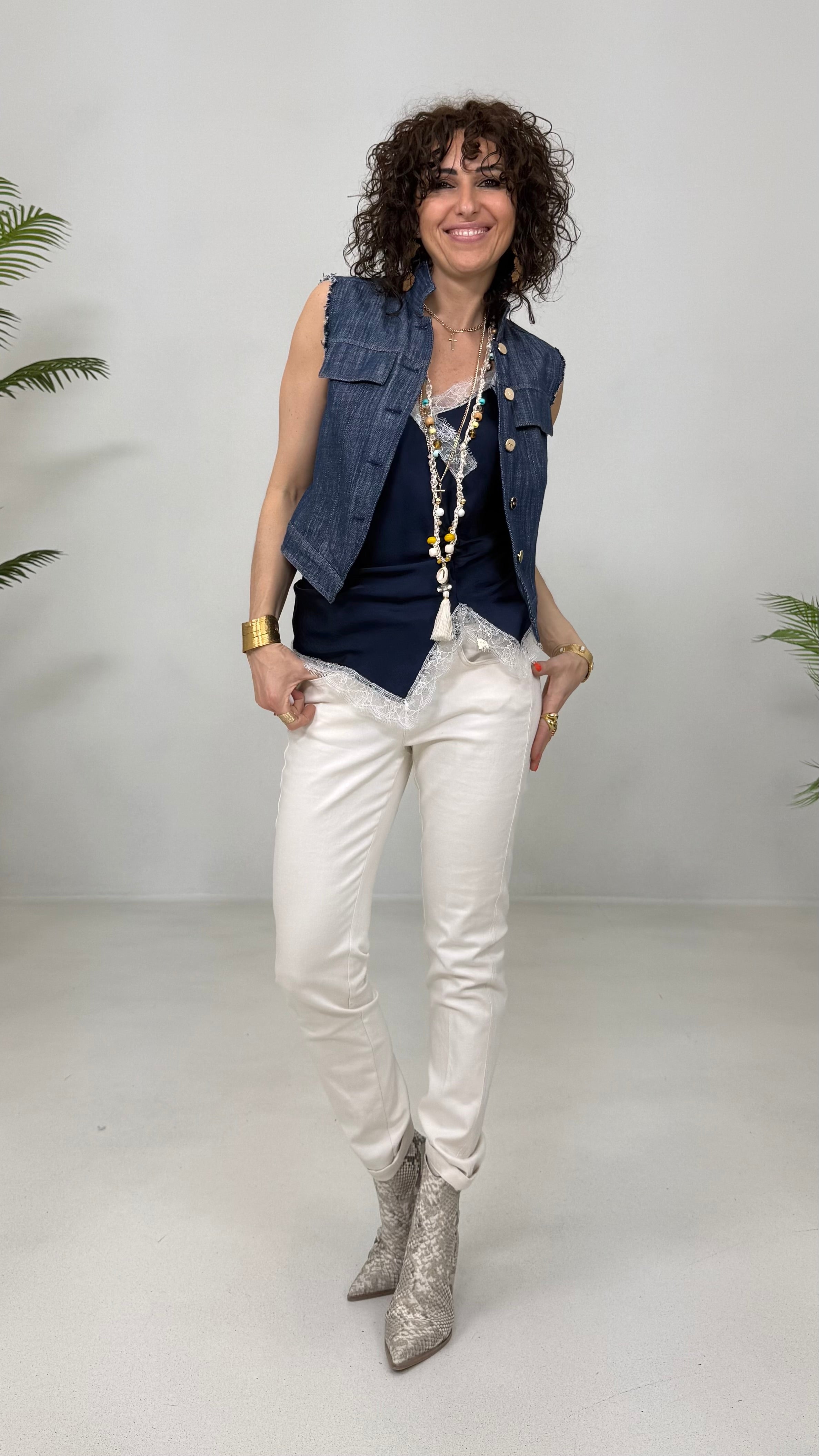 GILET-GIUBBETTO IN COTONE JEANS
