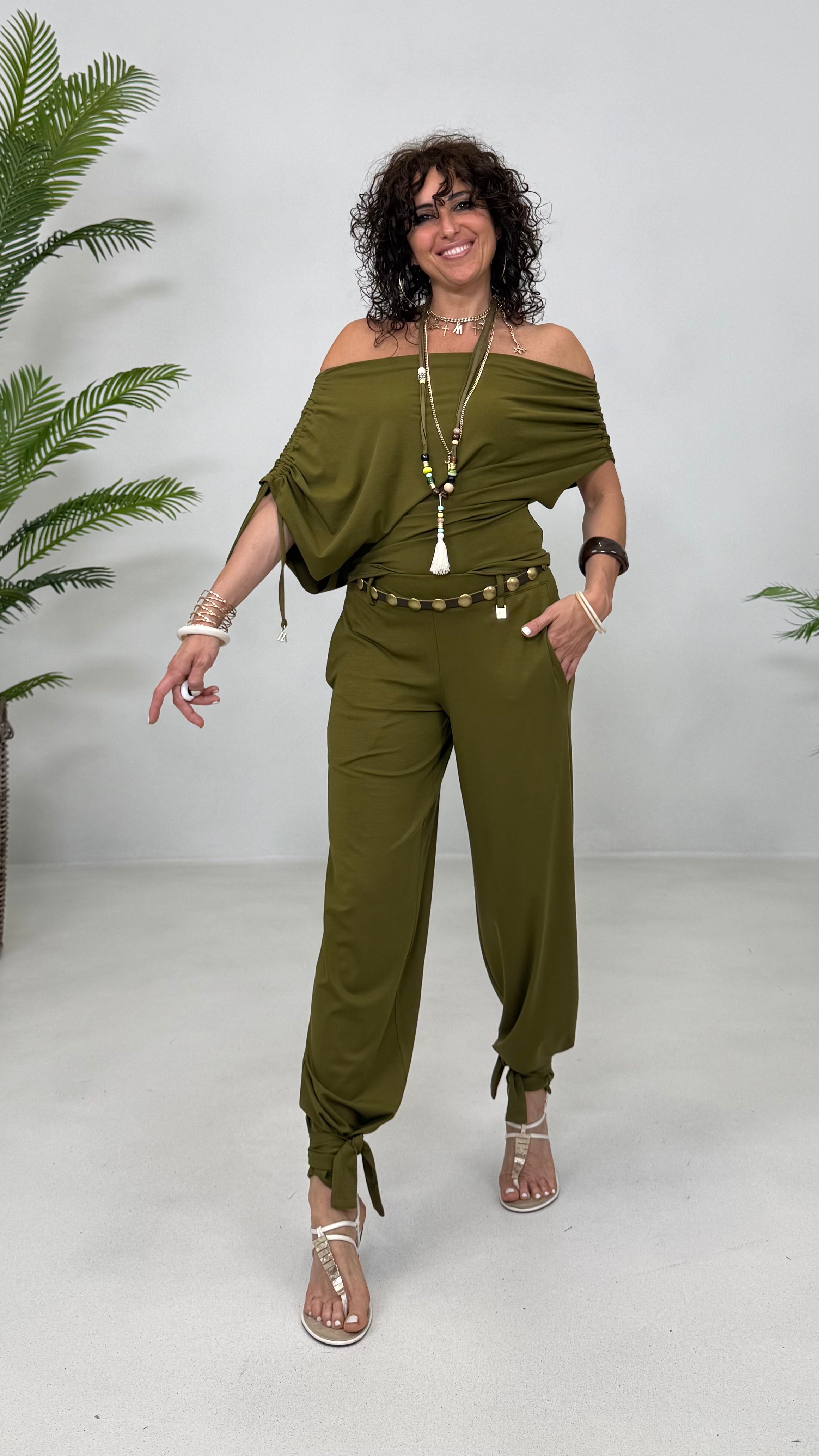 PANTALONE LACCI AL FONDO IN JERSEY LYOCELL ELASTICO