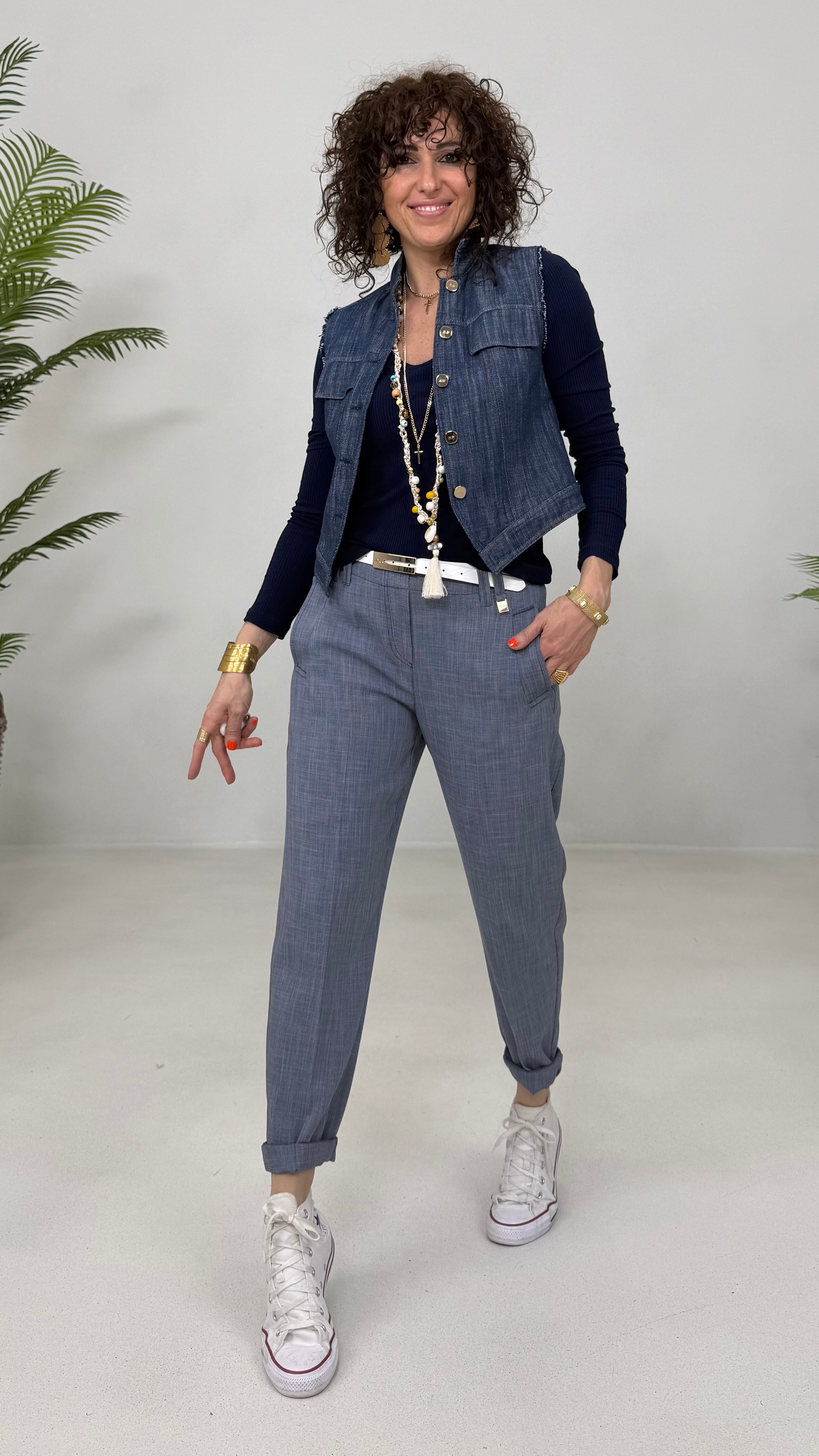 GILET-GIUBBETTO IN COTONE JEANS