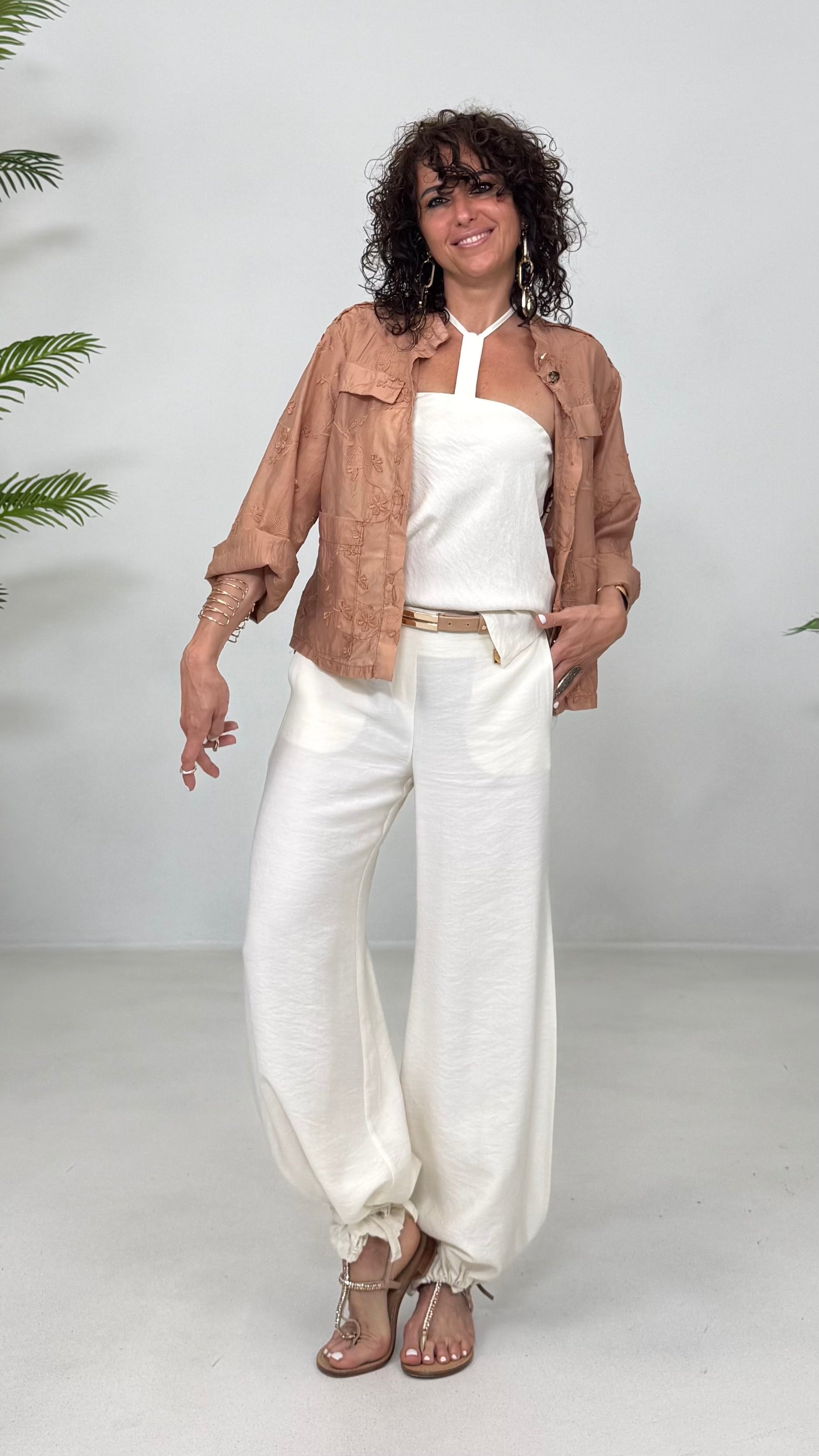 PANTALONE ODALISCA CON SPACCHI IN VISCOSA CRASH