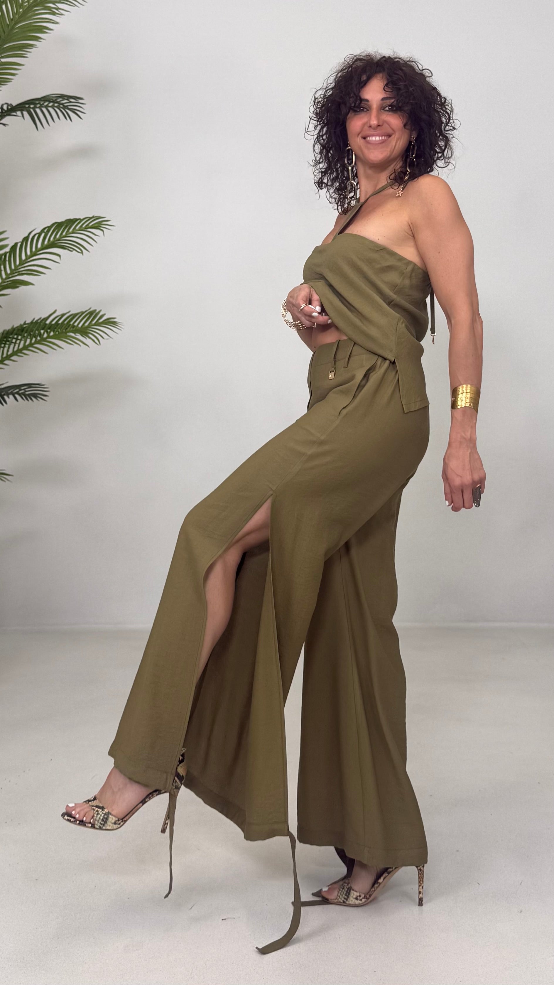 PANTALONE ODALISCA CON SPACCHI IN VISCOSA CRASH