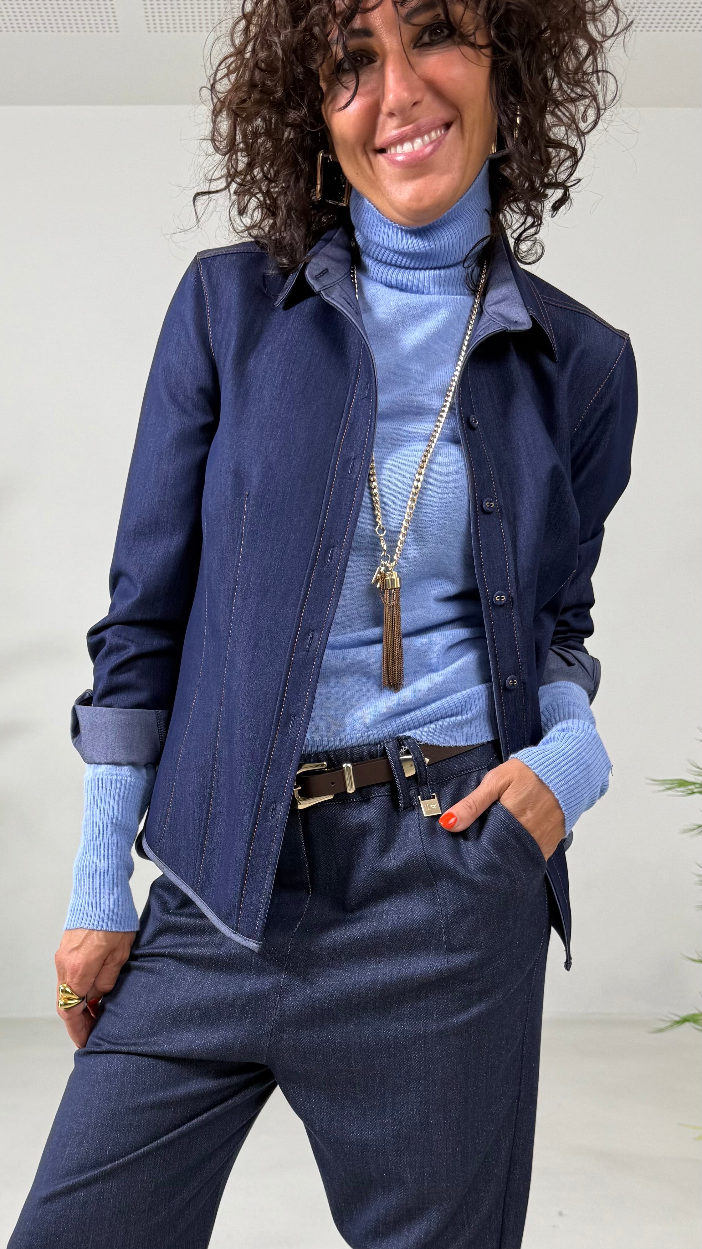 MAGLIA BASIC COLLO ALTO IN LANA VISCOSA