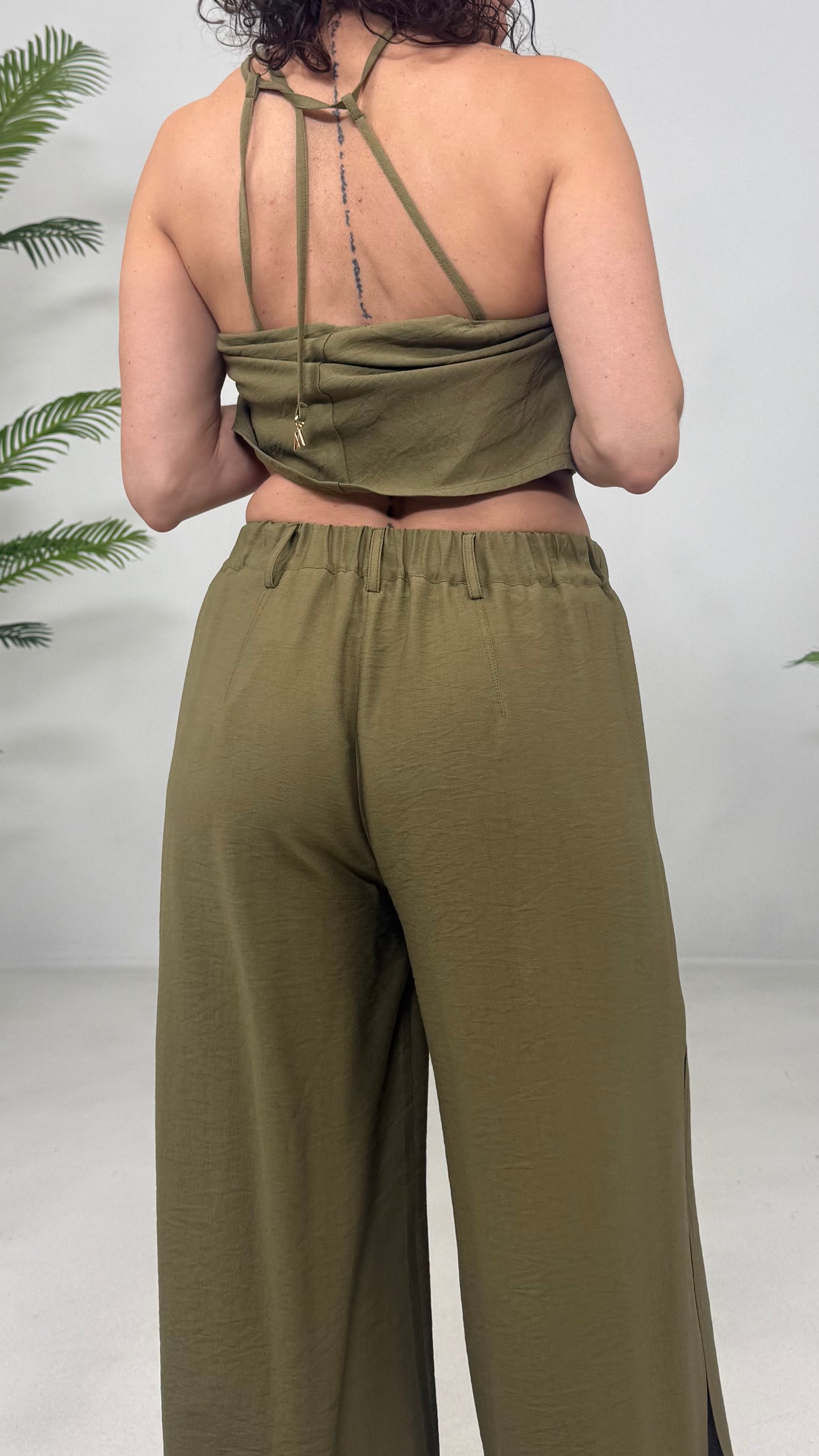 PANTALONE ODALISCA CON SPACCHI IN VISCOSA CRASH