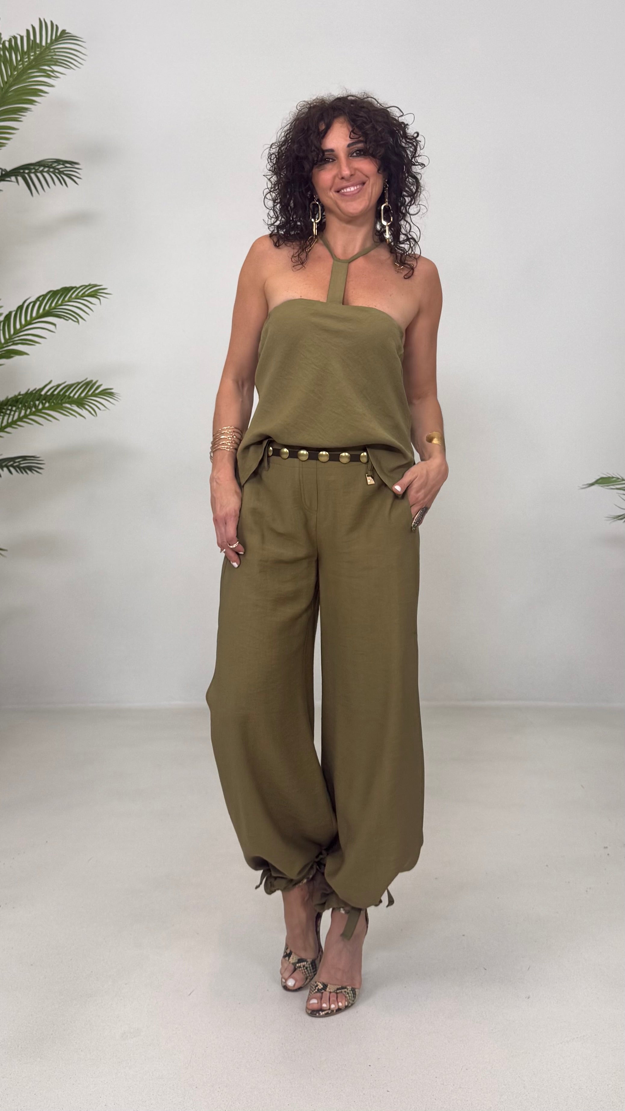 PANTALONE ODALISCA CON SPACCHI IN VISCOSA CRASH