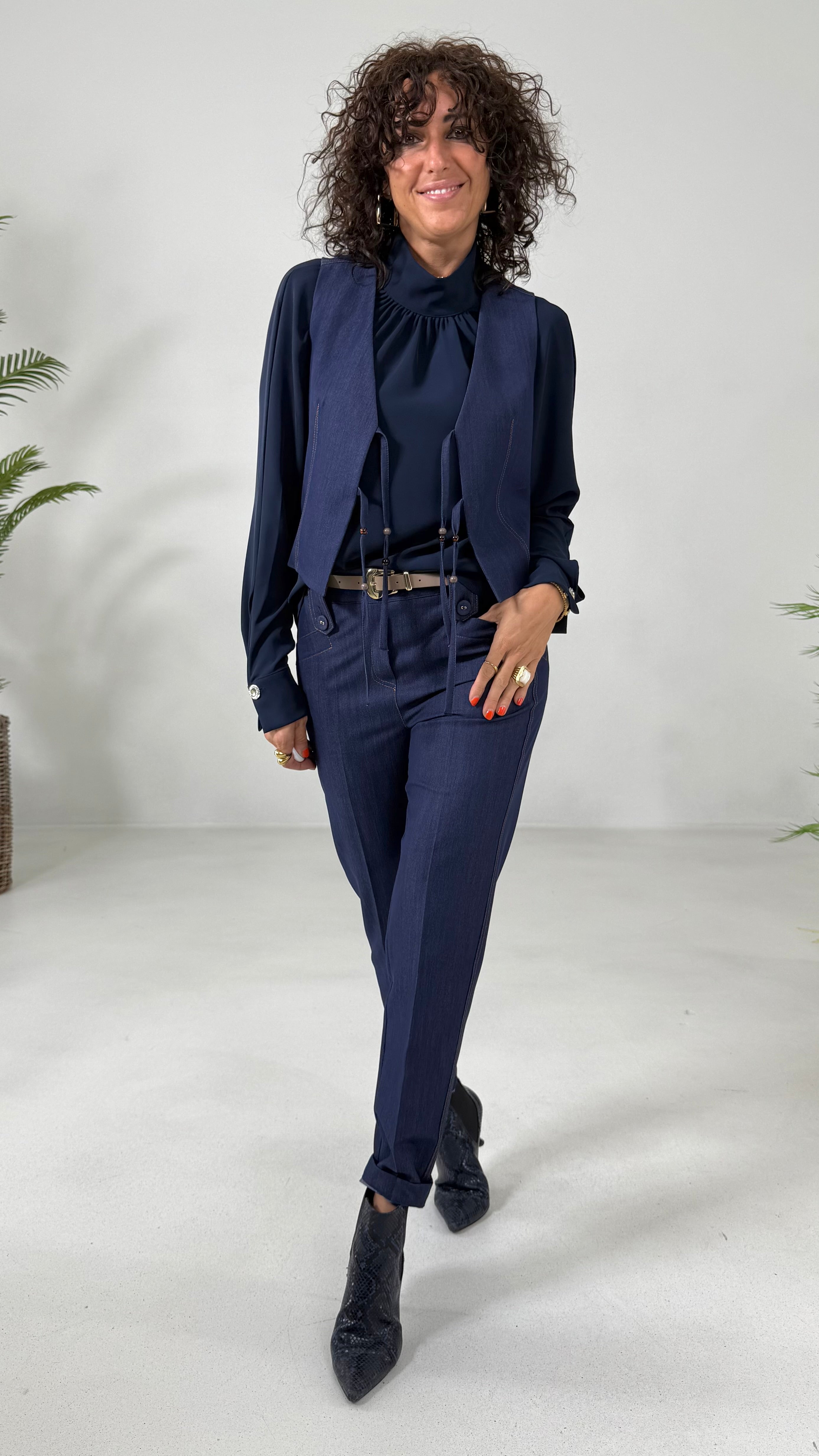 CAMICIA IN CADY FLUIDO COLLO ALTO CON ARRICCIO