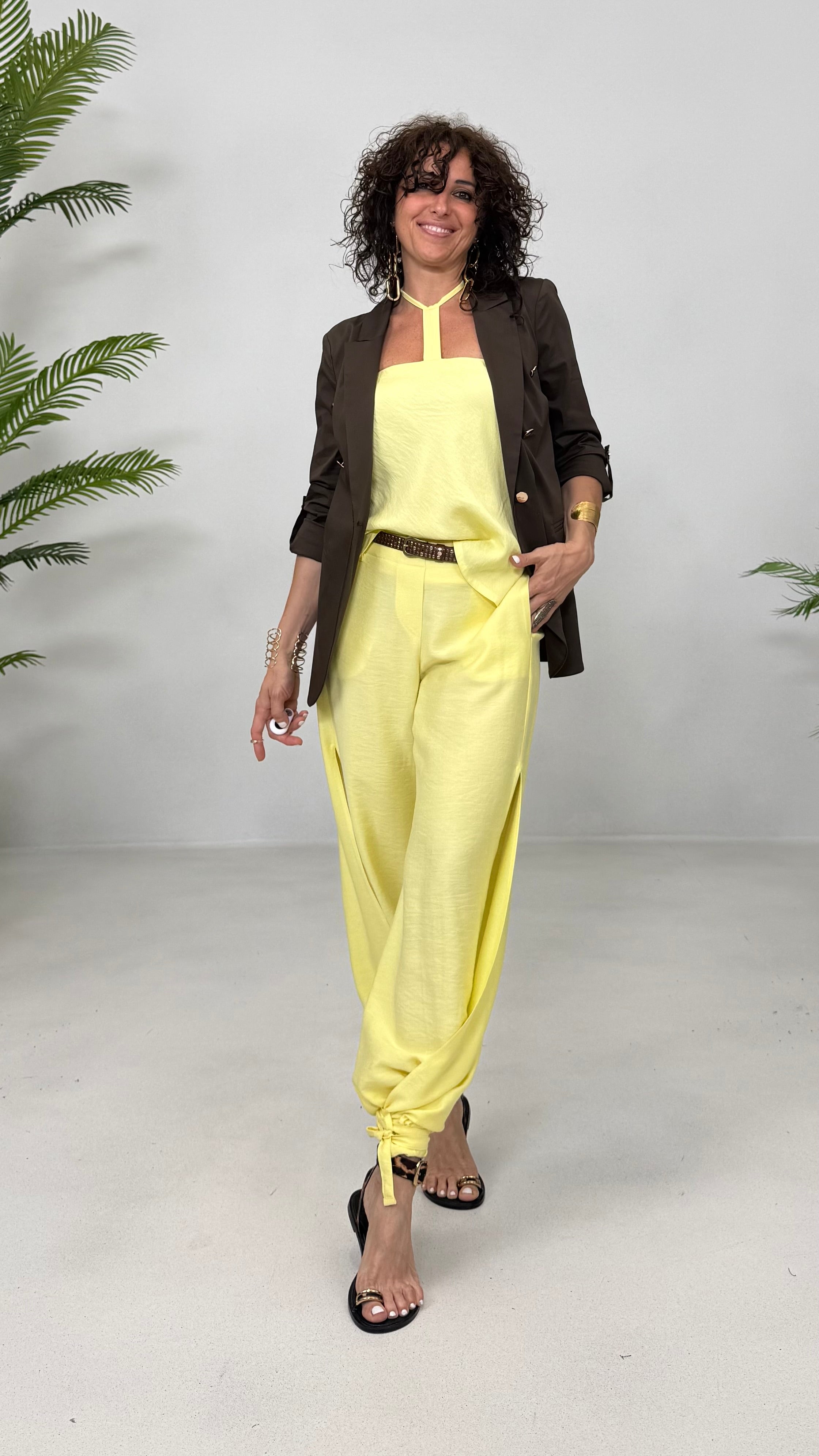 PANTALONE ODALISCA CON SPACCHI IN VISCOSA CRASH