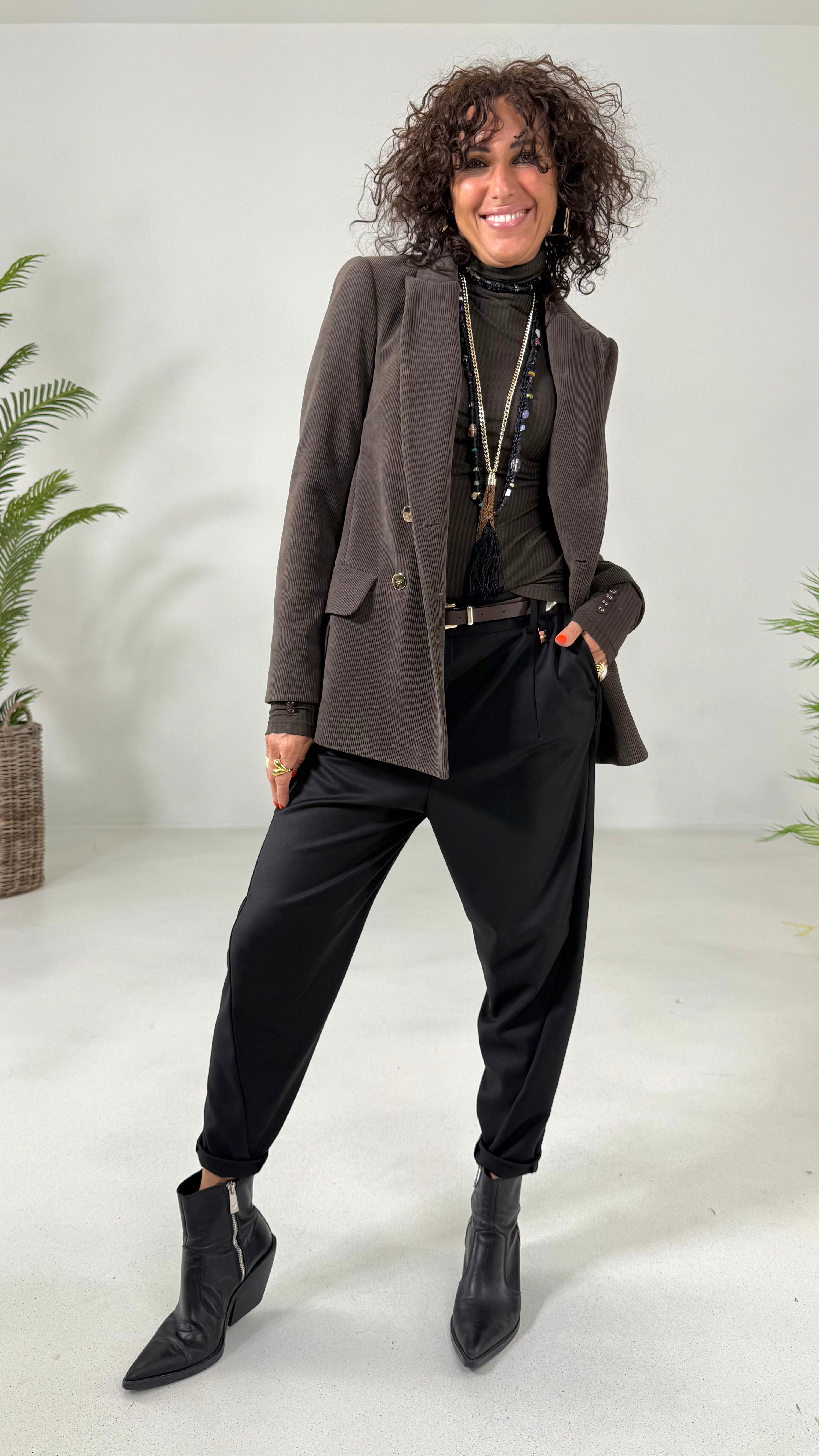 BAGGY CAVALLO BASSO IN FLANELLA PETTINATA