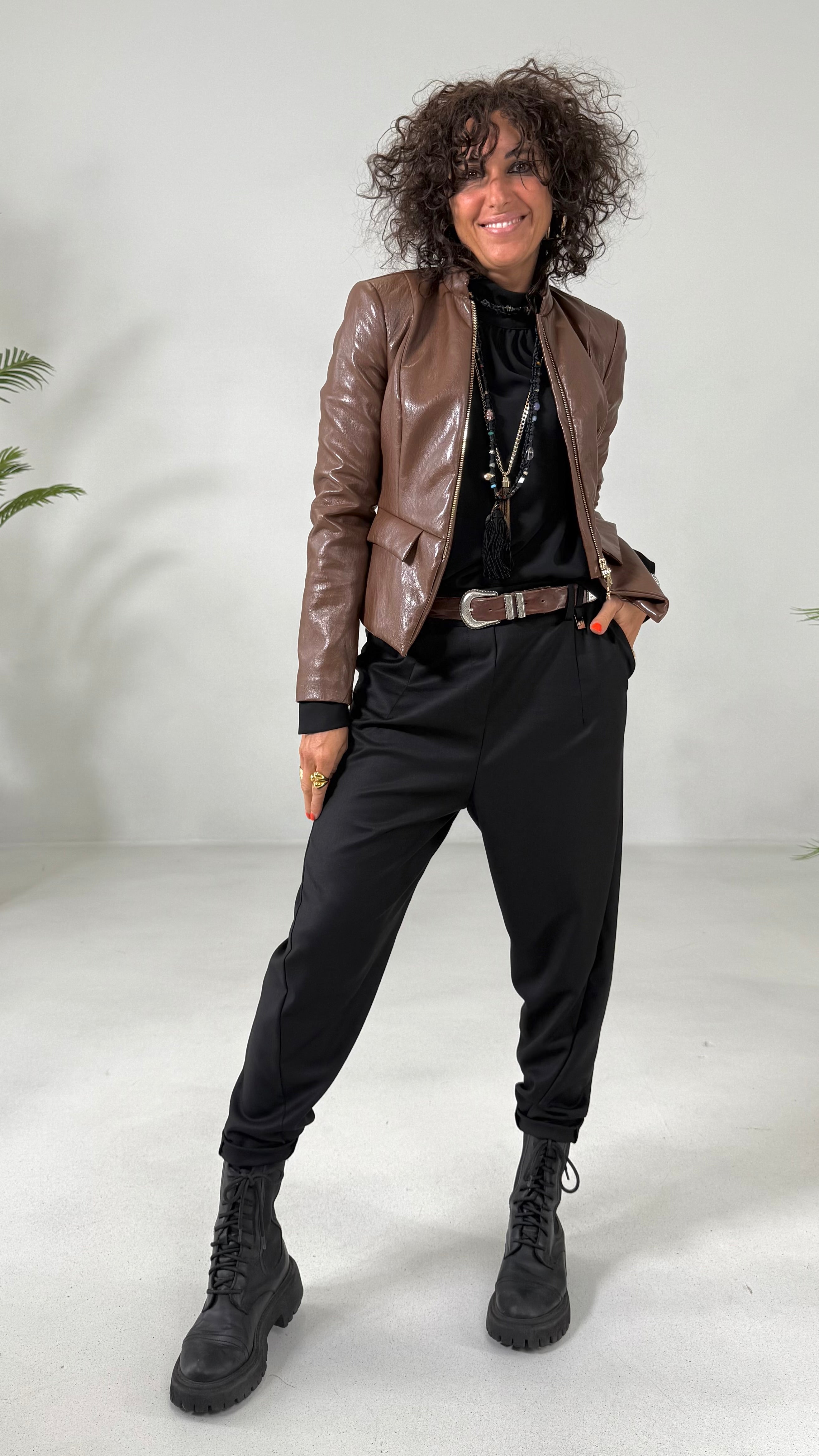 BAGGY CAVALLO BASSO IN FLANELLA PETTINATA